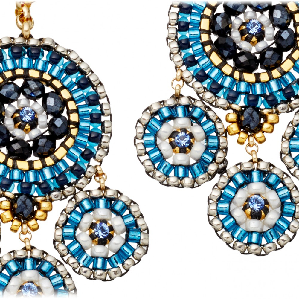 Miguel Ases Blue Miyuki Bead Chandelier Earrings In Lyst Gallery