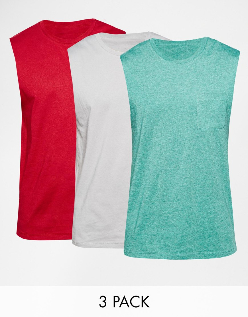 Asos Sleeveless Tshirt With Pocket 3 Pack Save 22 for Men Lyst