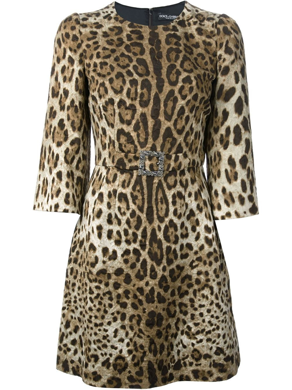 Dolce & gabbana Leopard Print Dress in Brown | Lyst
