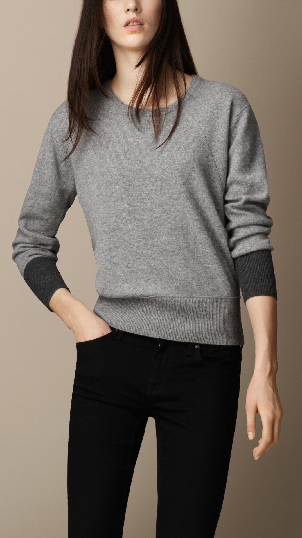 Burberry Colour Block Cashmere Sweater in Gray (light grey melange) Lyst