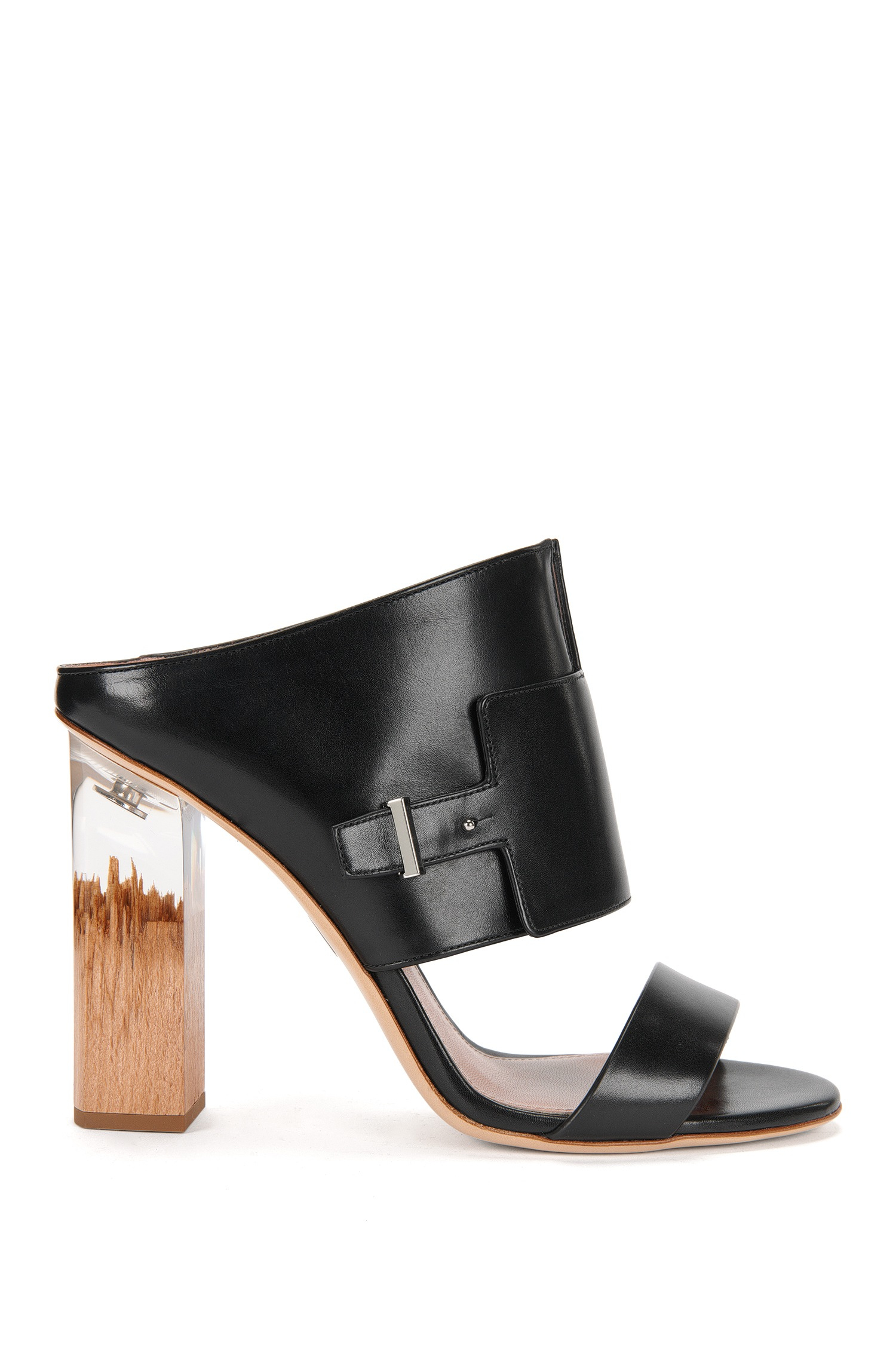 bespoke sandals on Boss By Hugo Boss Leather Bespoke Pin Sandal Italian Calfskin Resin Heel Sandals In Black Lyst
