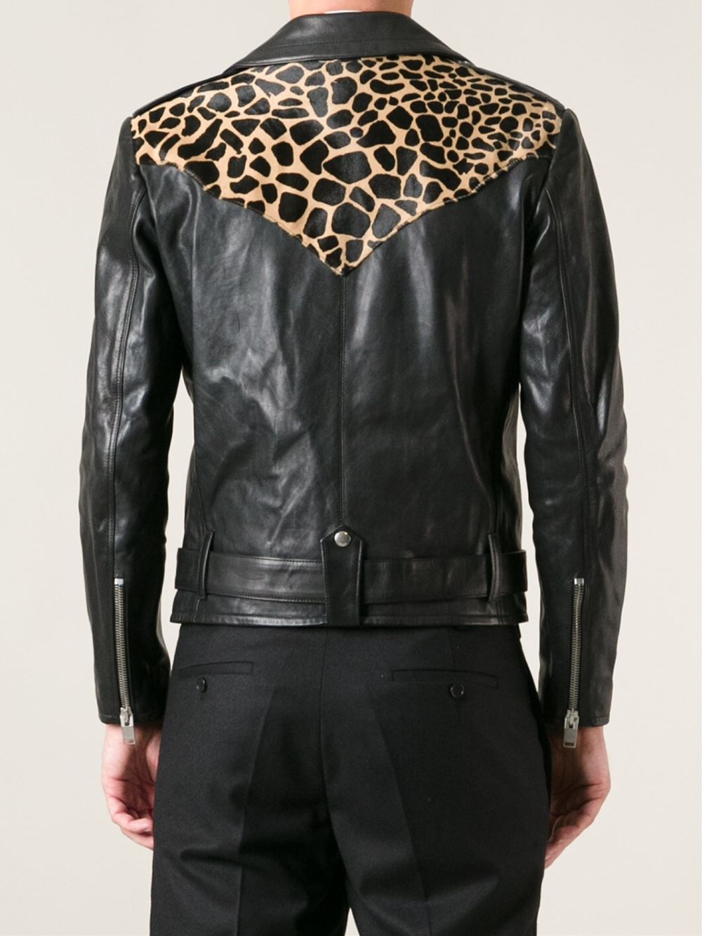 Saint Laurent Animal Print Biker Jacket in Black for Men | Lyst