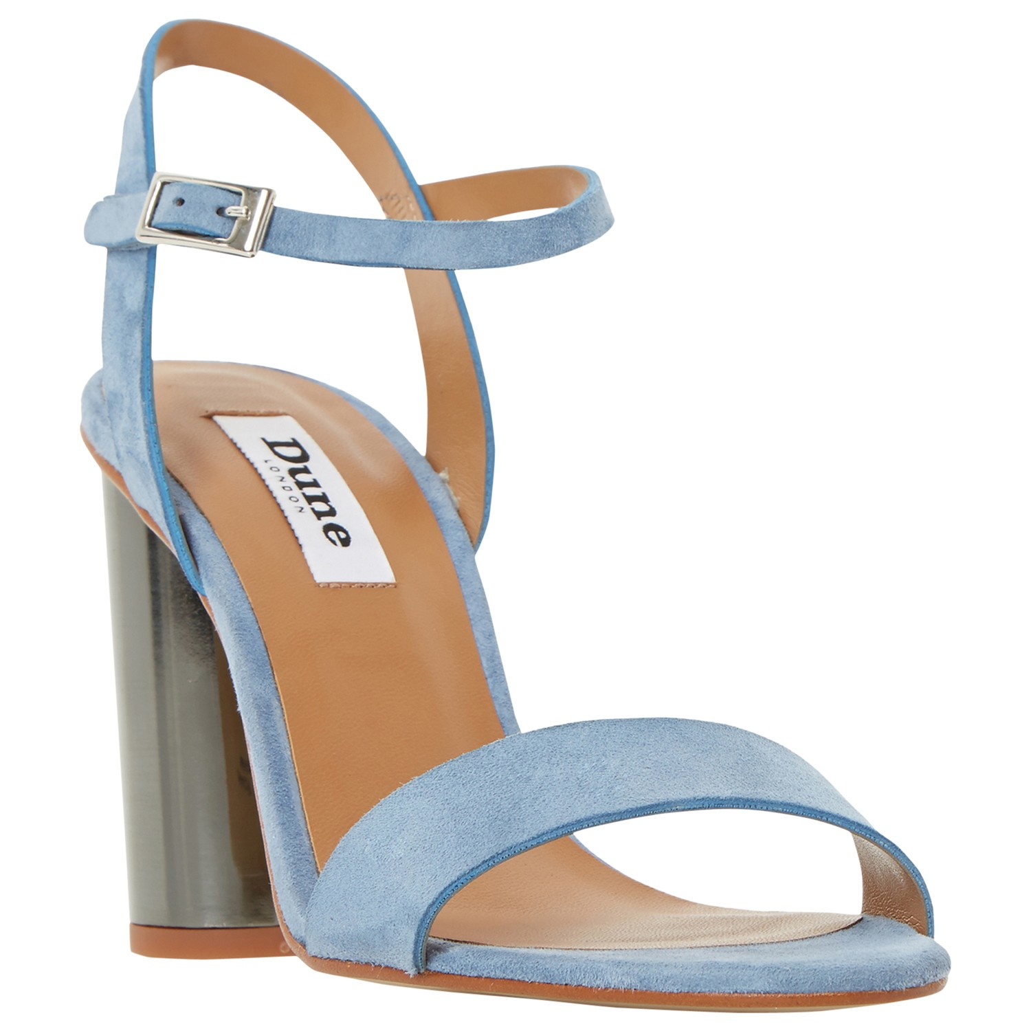blue suede block heel sandals
