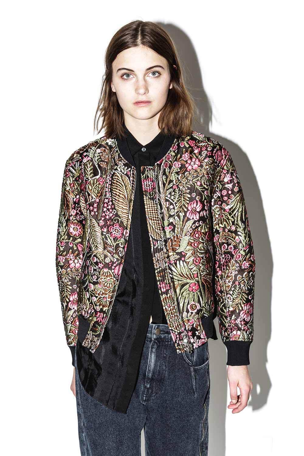 3.1 phillip lim floral cloque bomber jacket