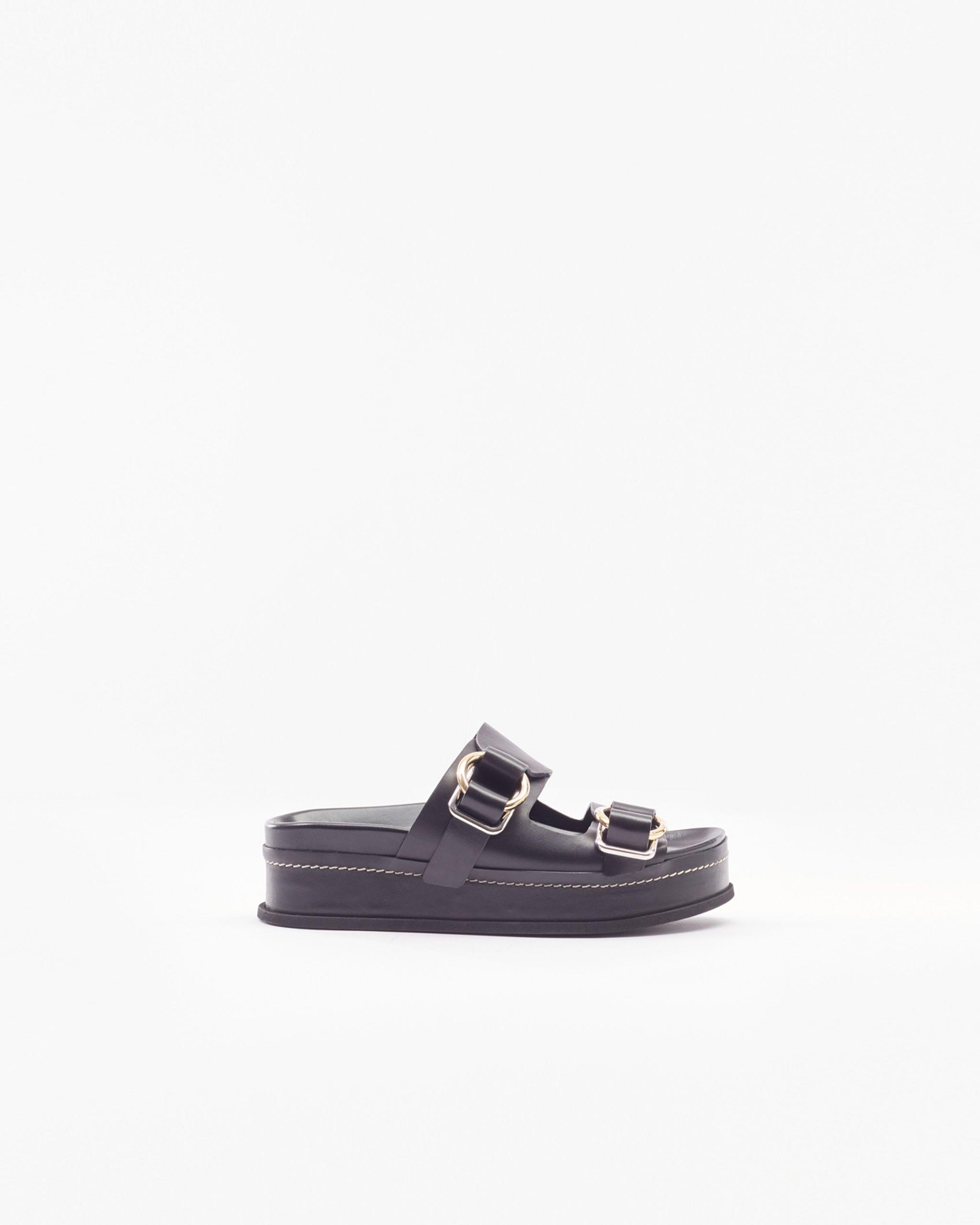 platform double buckle sandals