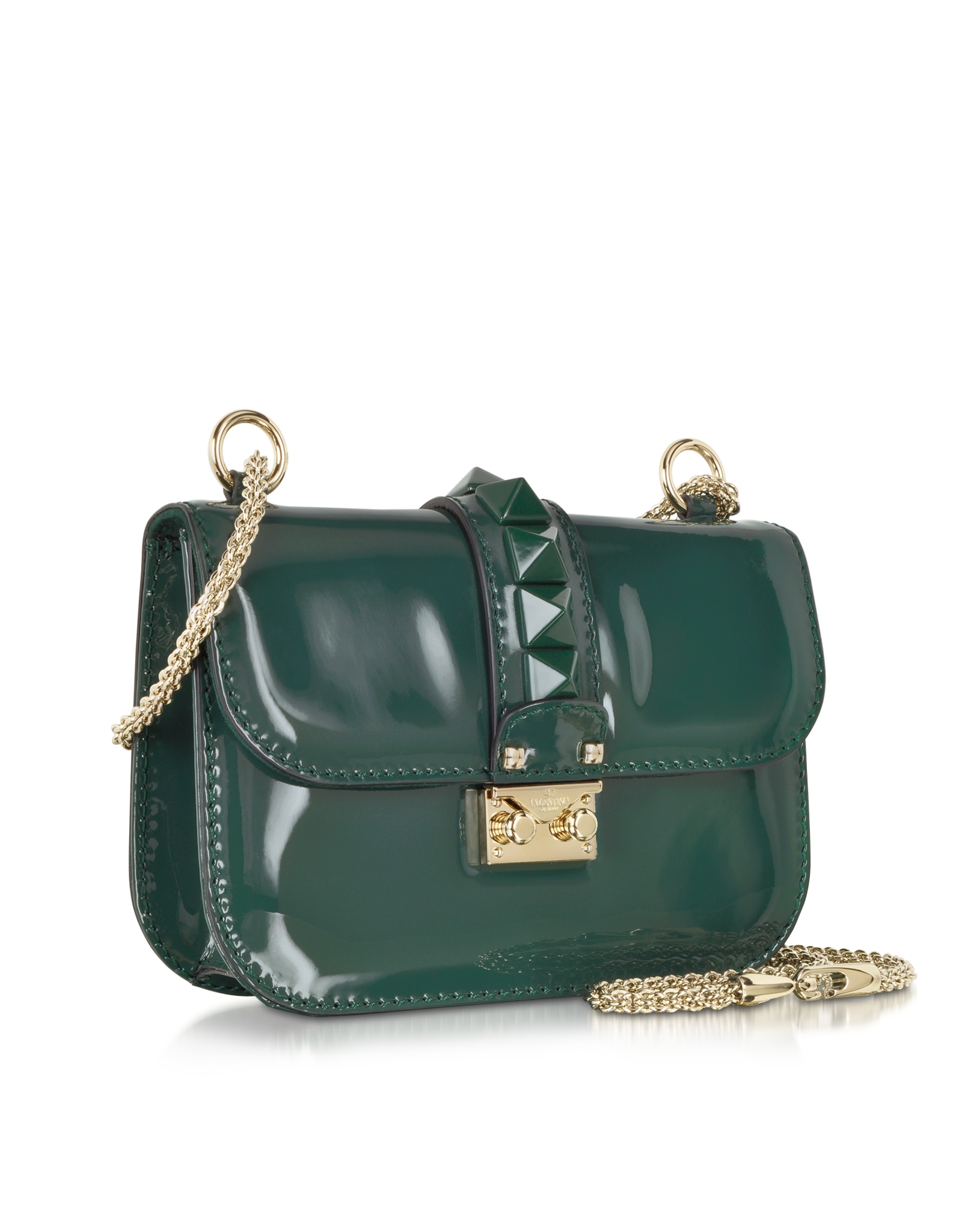 Valentino Rockstud Small Dark Green Leather Shoulder Bag - Lyst