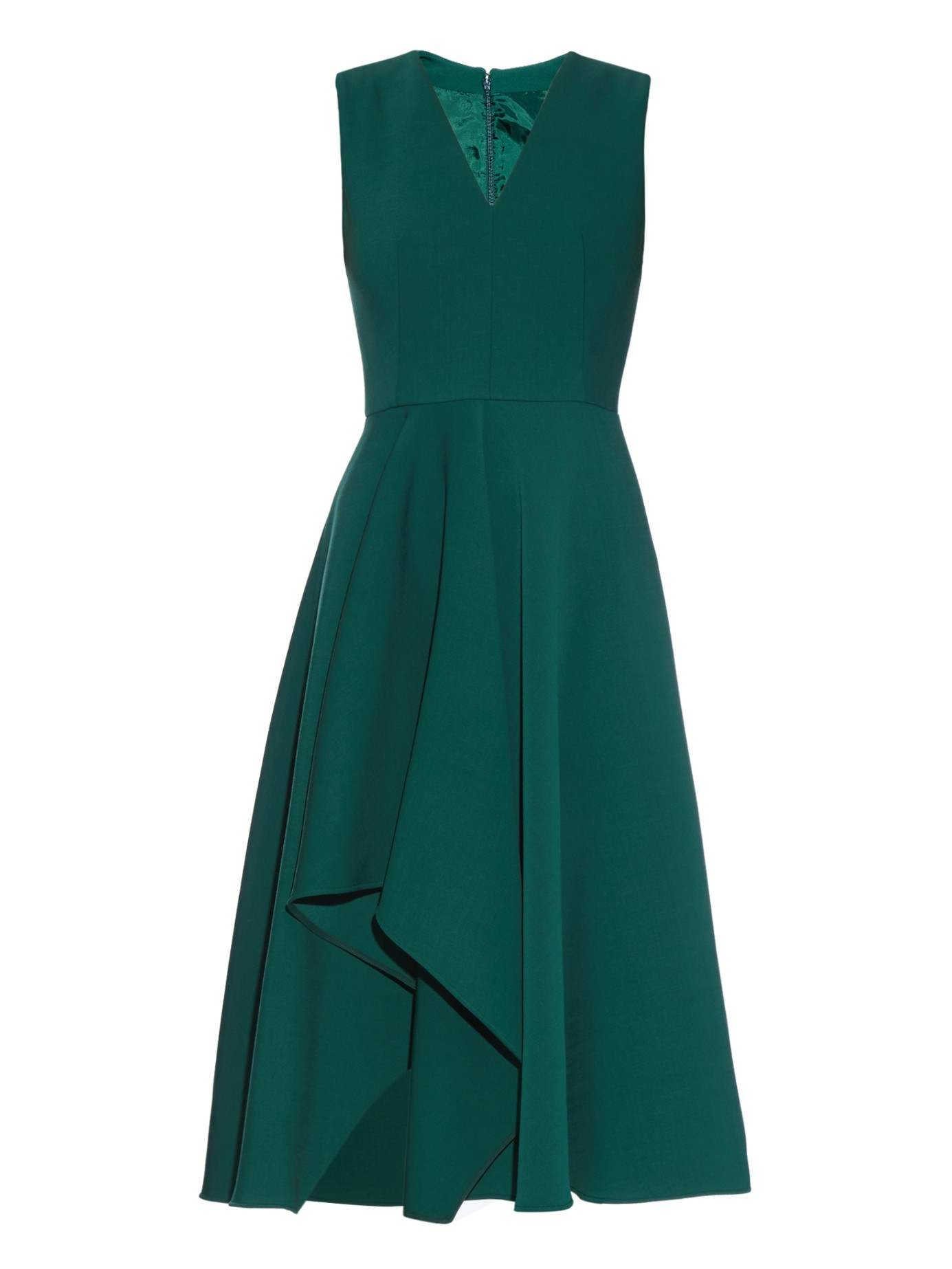 Alexander McQueen Wool Asymmetric-hem Midi Dress in Green | Lyst