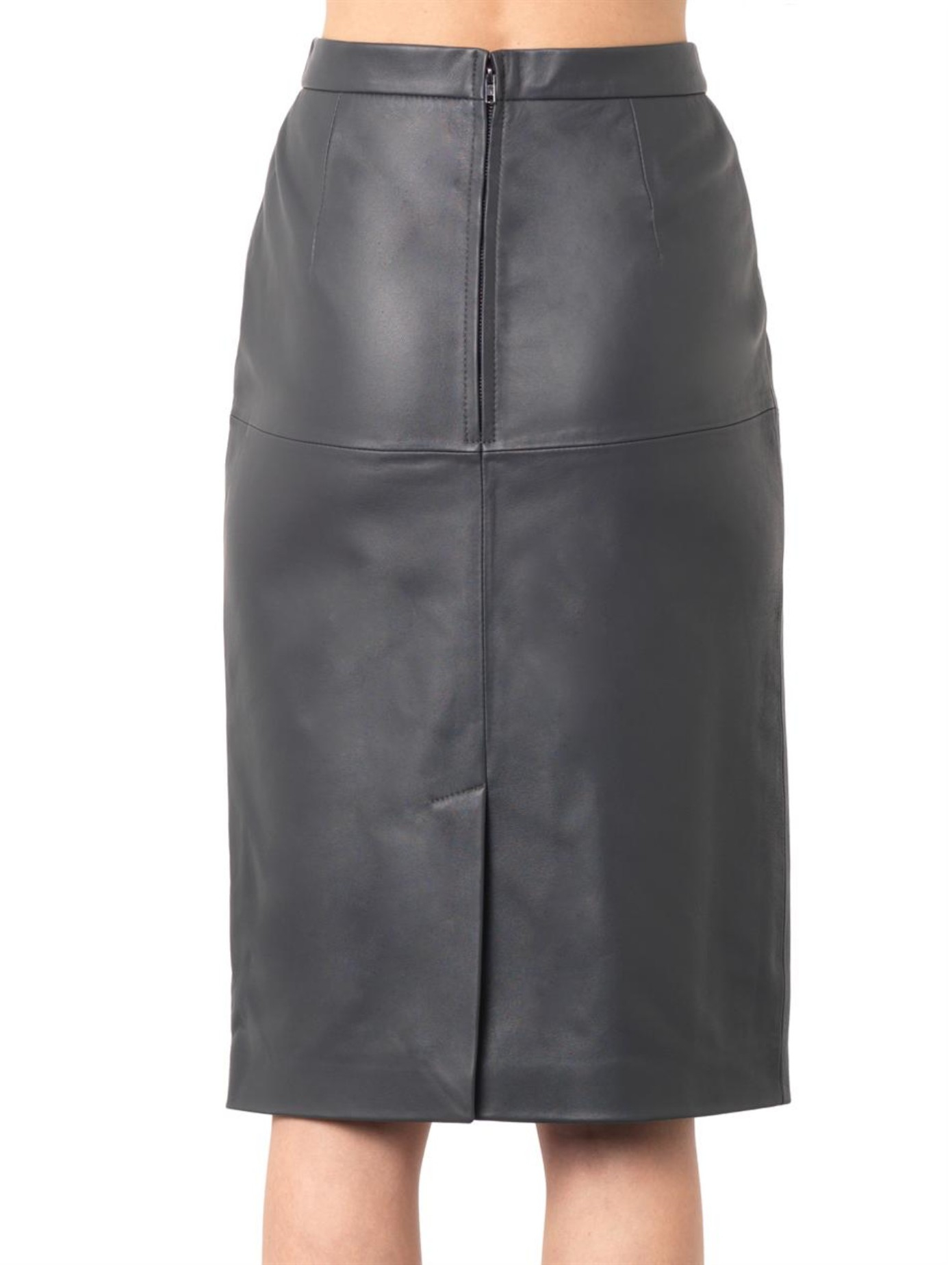 Freda Charcoal-grey Leather Pencil Skirt in Gray | Lyst