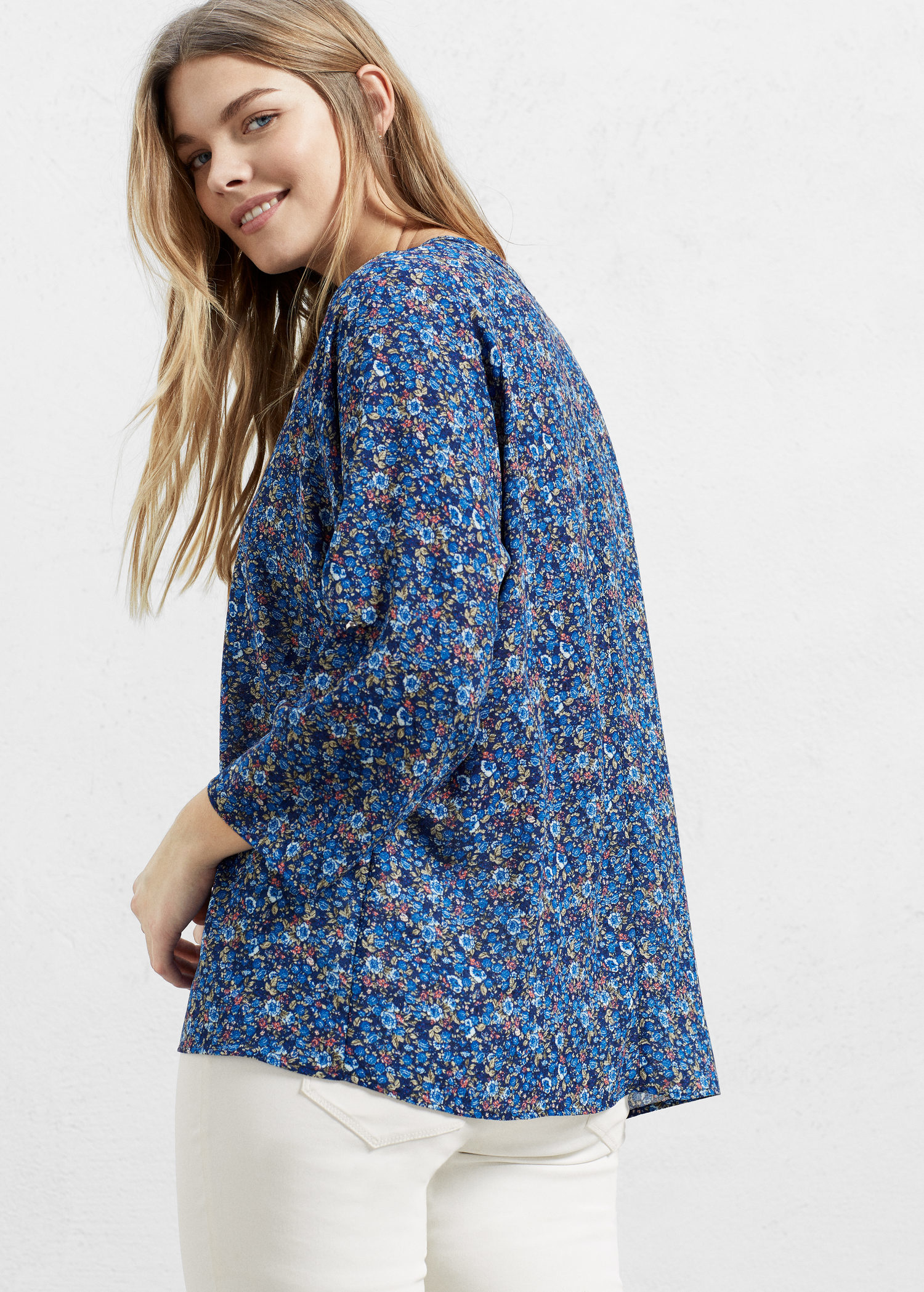 Lyst - Violeta By Mango Floral Print Blouse in Blue