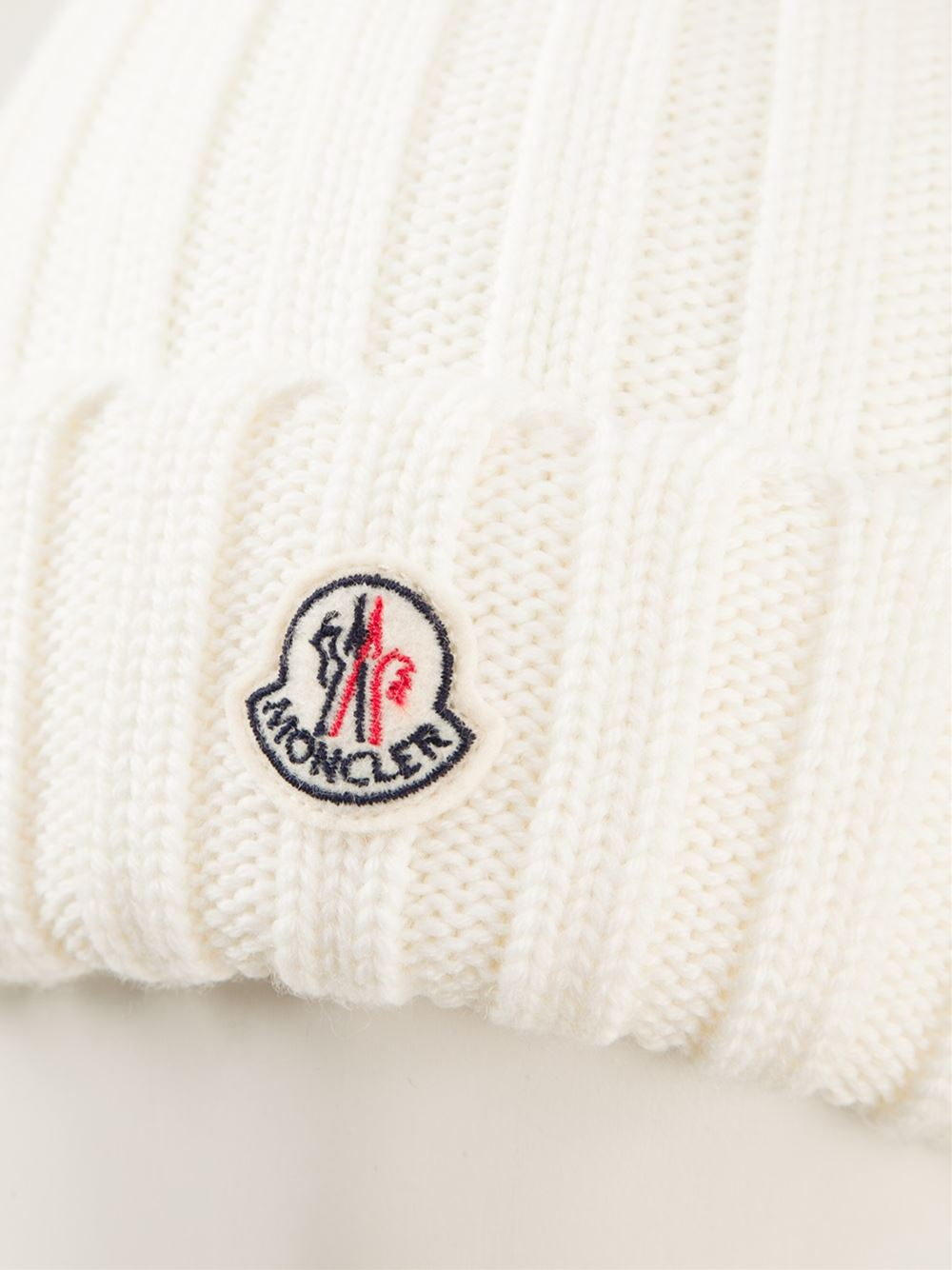 Moncler Ribbed Beanie in White | Lyst