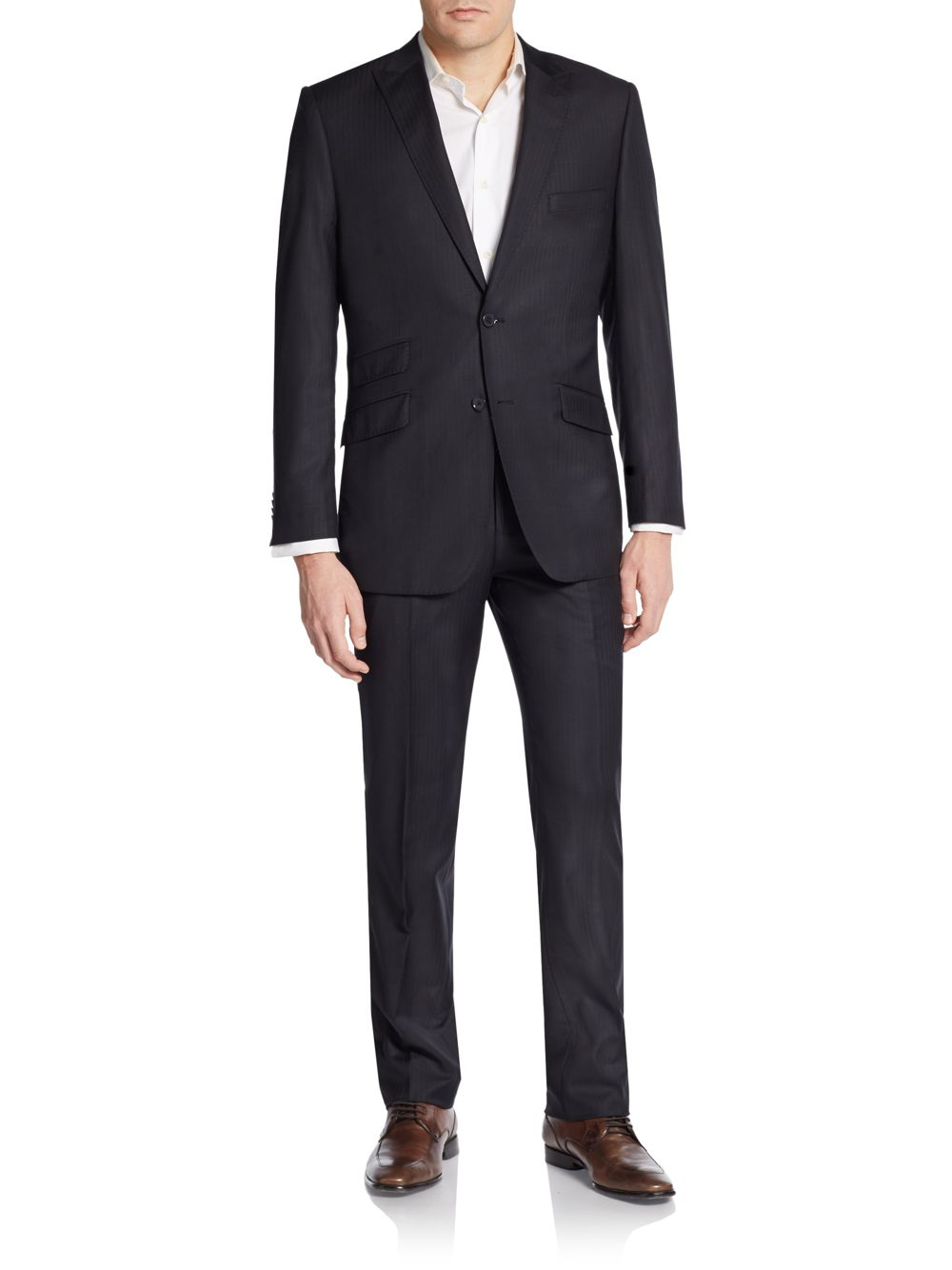 English Laundry Slimfit Tonal Herringbone Wool Suit in Blue for Men