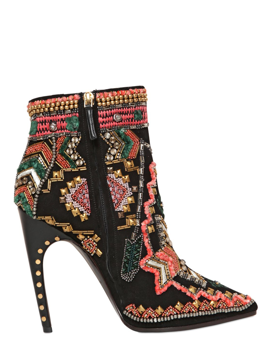 suede embroidered boots