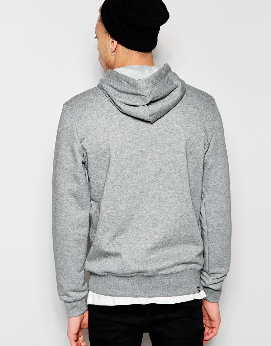 PUMA Cotton Hoodie With Small Logo in Grey (Gray) for Men - Lyst
