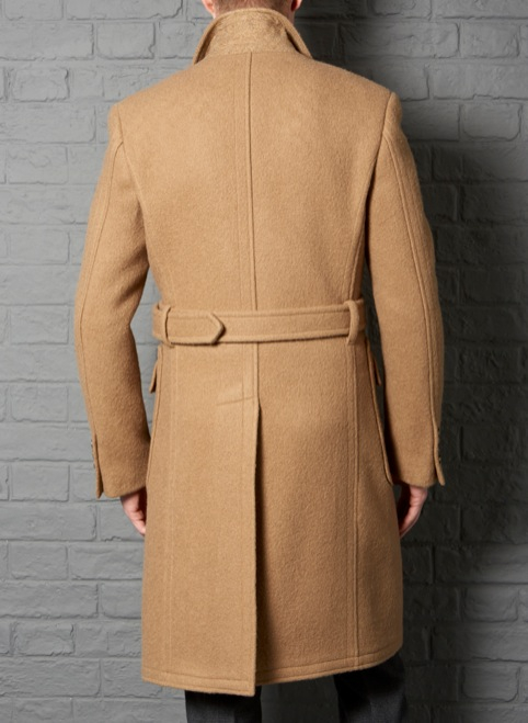 mens slim fit camel overcoat