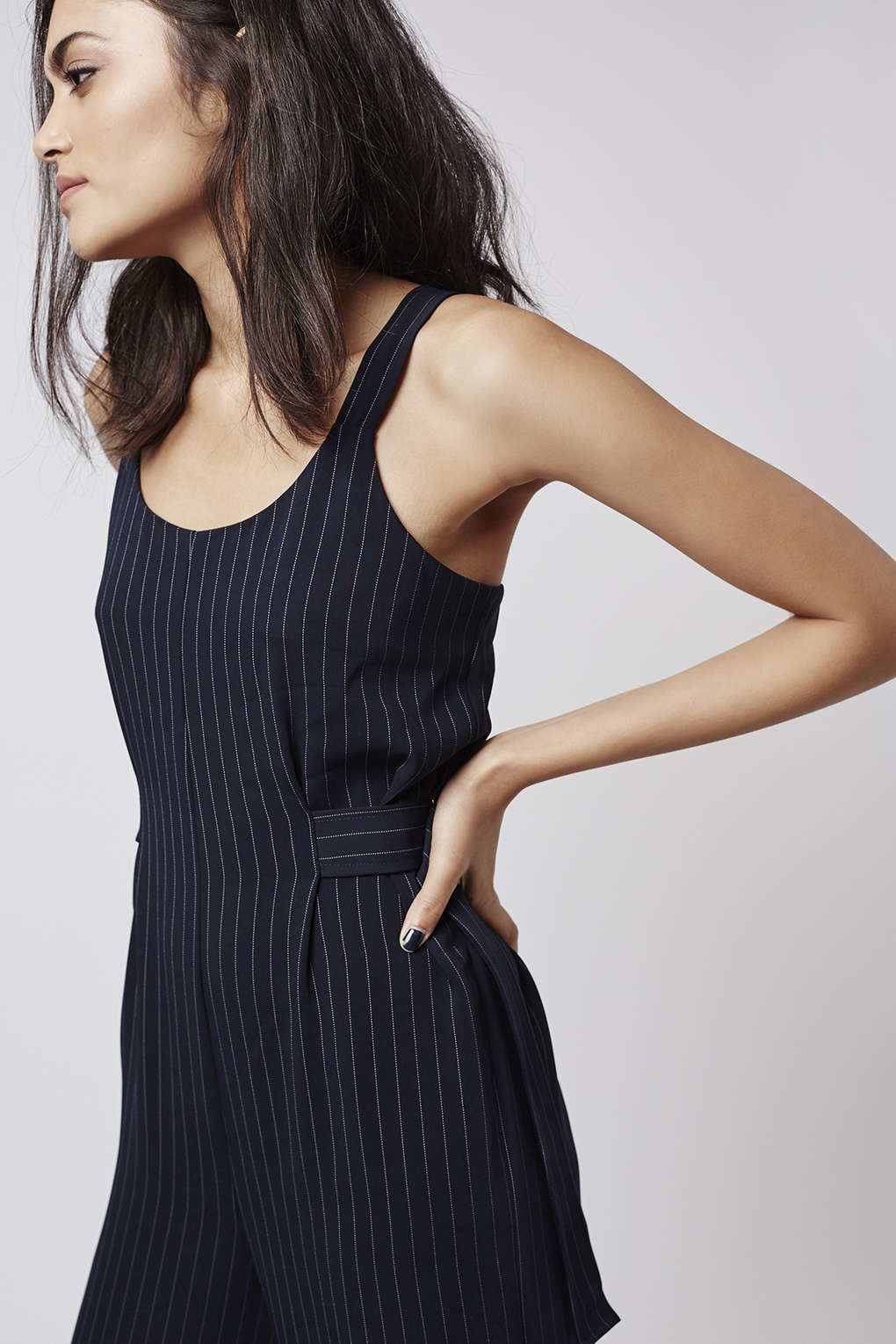 womens pinstripe jumpsuit