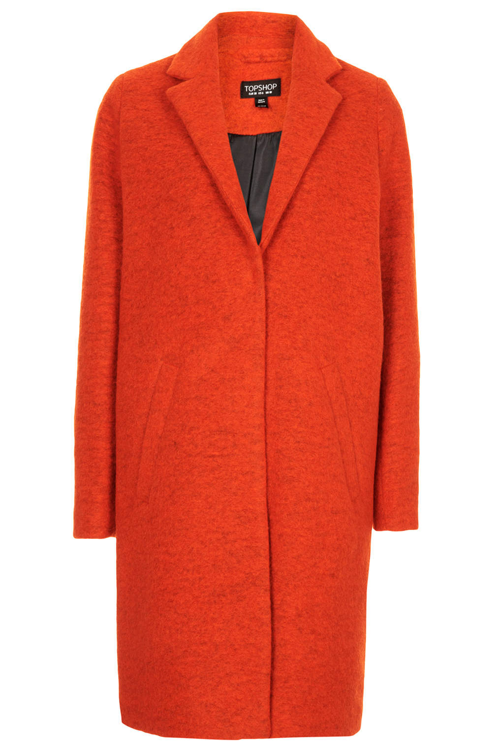TOPSHOP Wool Boyfriend Coat in Orange - Lyst