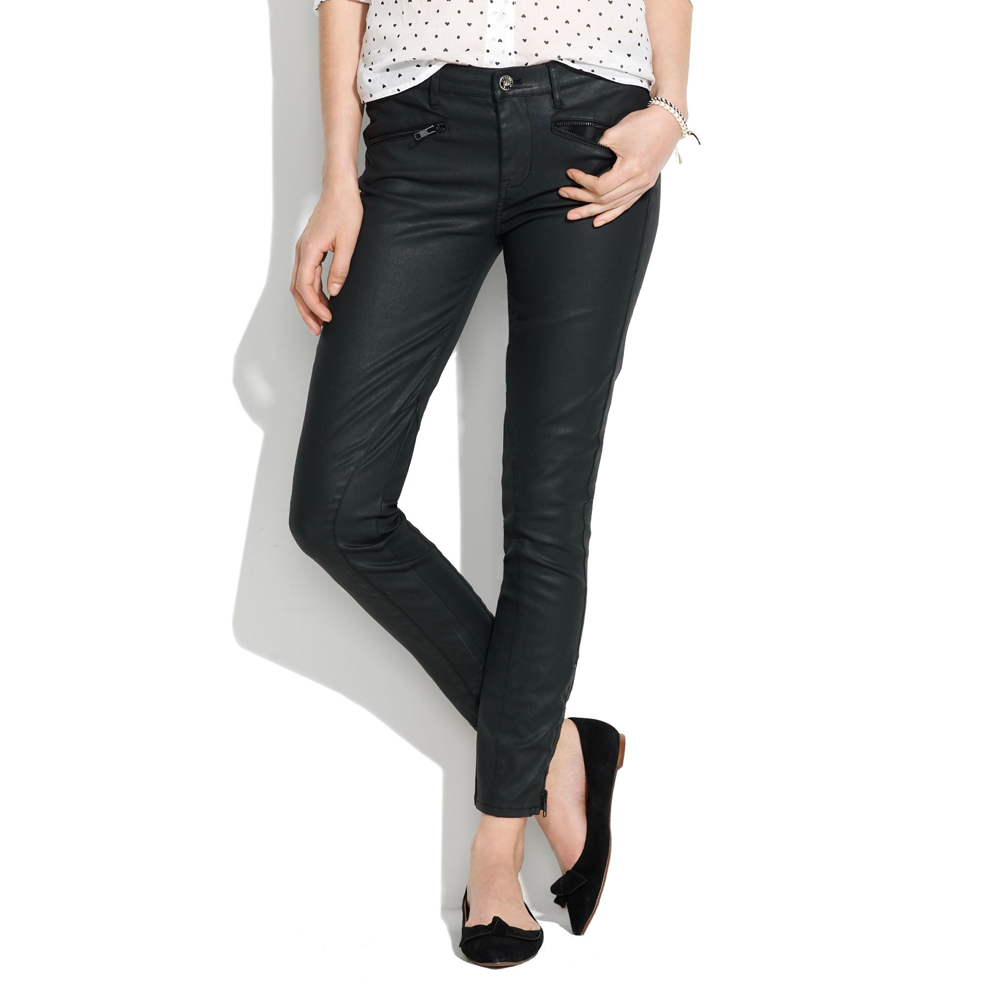 Madewell Skinny Skinny Ankle Coated Motorcycle Jeans in Black - Lyst
