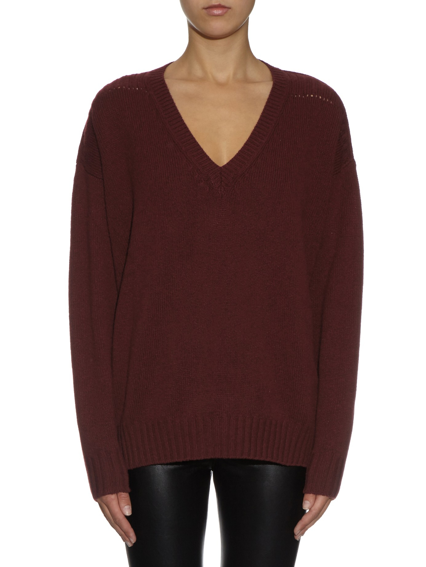 Étoile Isabel Marant Wool Marly V-neck Knit Sweater in Burgundy (Purple) -  Lyst