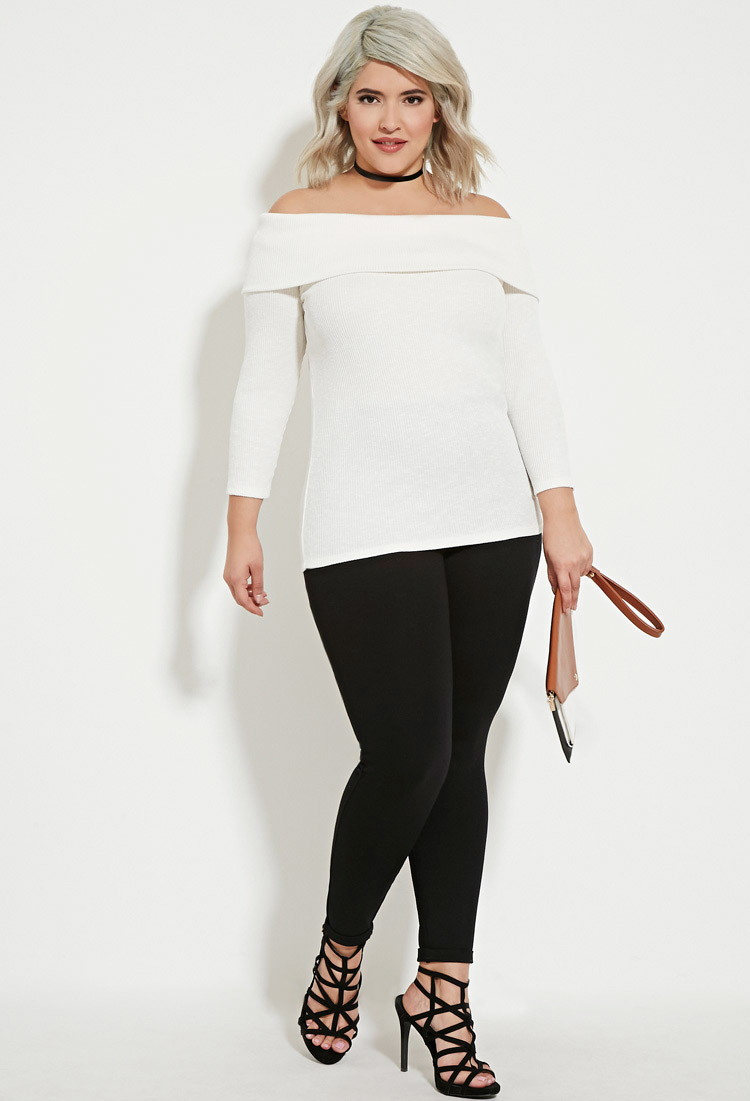 plus size off the shoulder sweaters