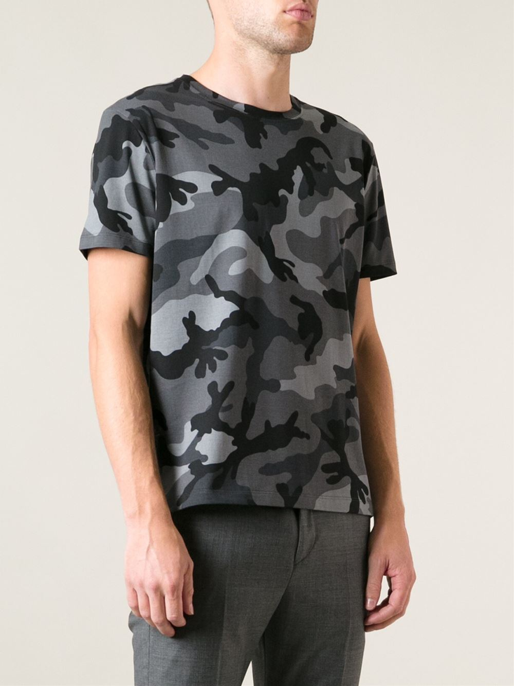 Valentino Camouflage Print Tshirt in Grey (Gray) for Men - Lyst