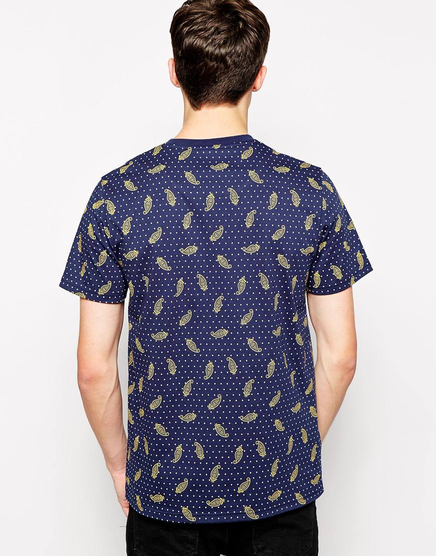 Fred Perry X Drakes Tshirt with Paisley Print in Blue for Men - Lyst