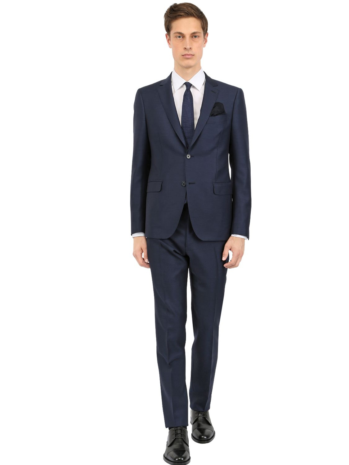 Ferragamo Wool & Mohair Blend Canvas Suit in Blue for Men | Lyst