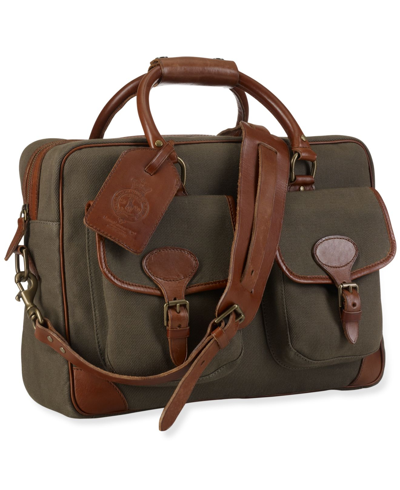 Polo Ralph Lauren Canvas & Leather Commuter Bag in Green for Men | Lyst
