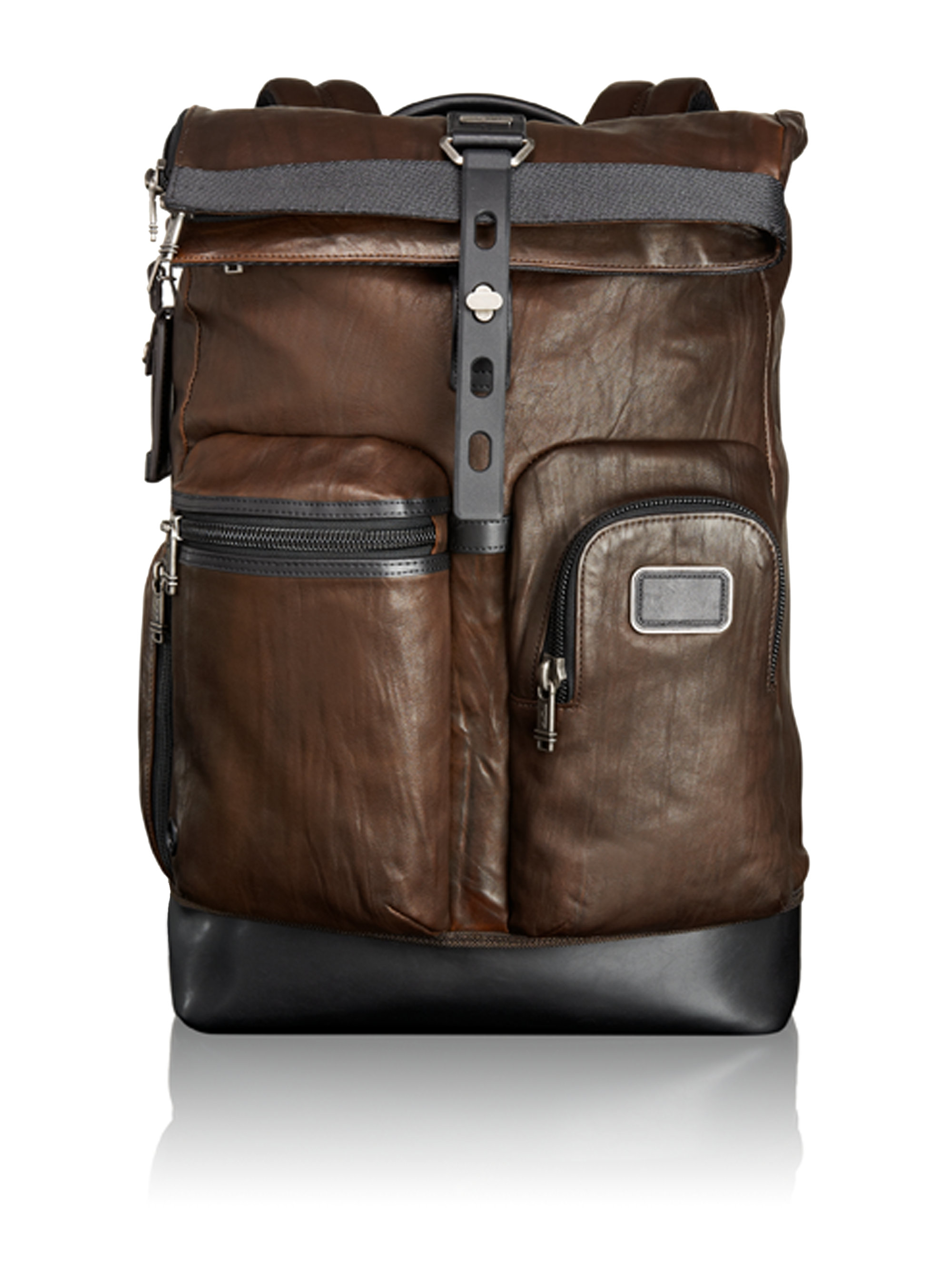 Tumi Alpha Bravo Luke Roll-top Leather Backpack in Brown for Men | Lyst