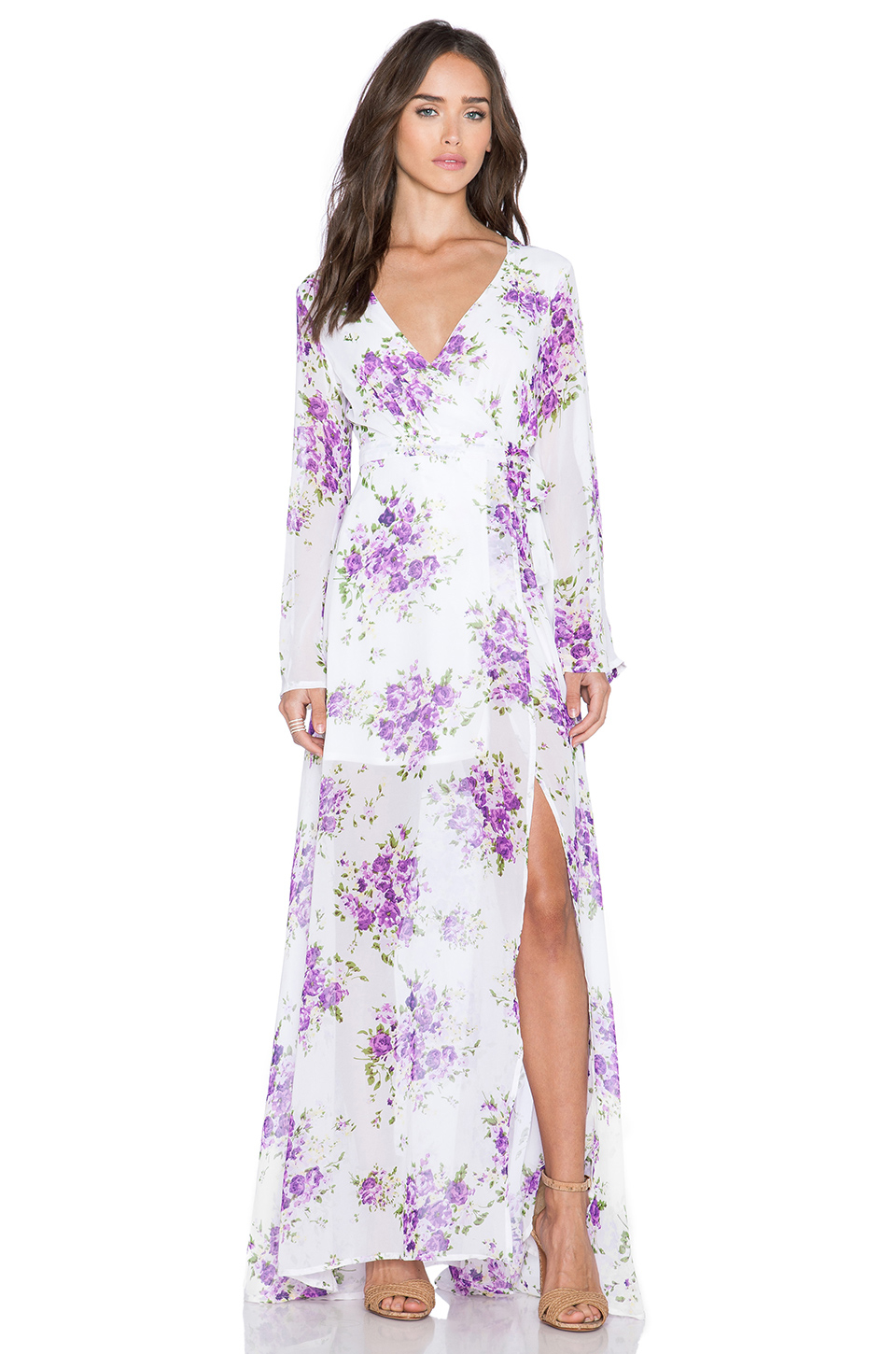 lilac floral maxi dress