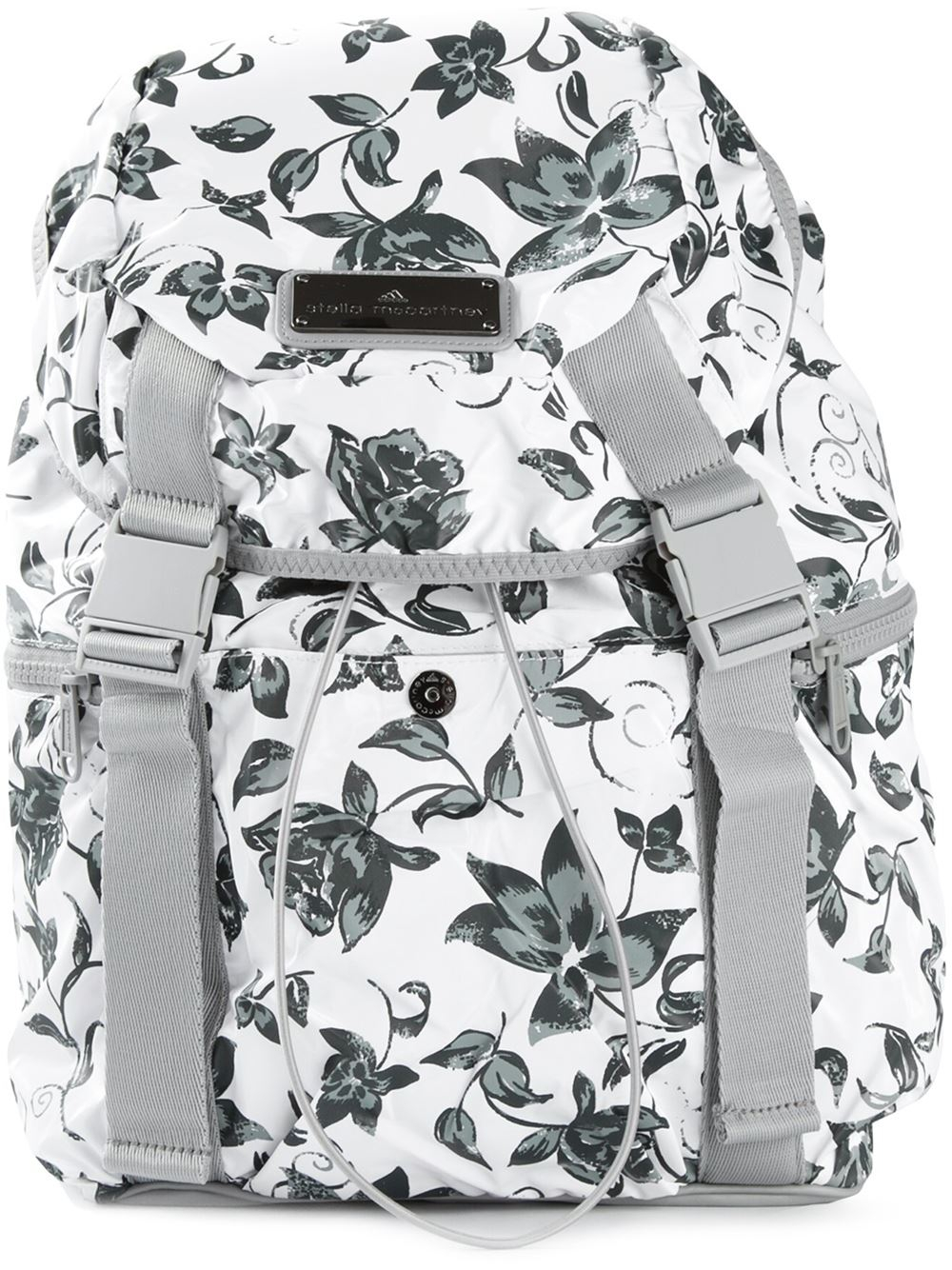 Adidas By Stella Mccartney Floral Print Backpack In Grey Gray Lyst