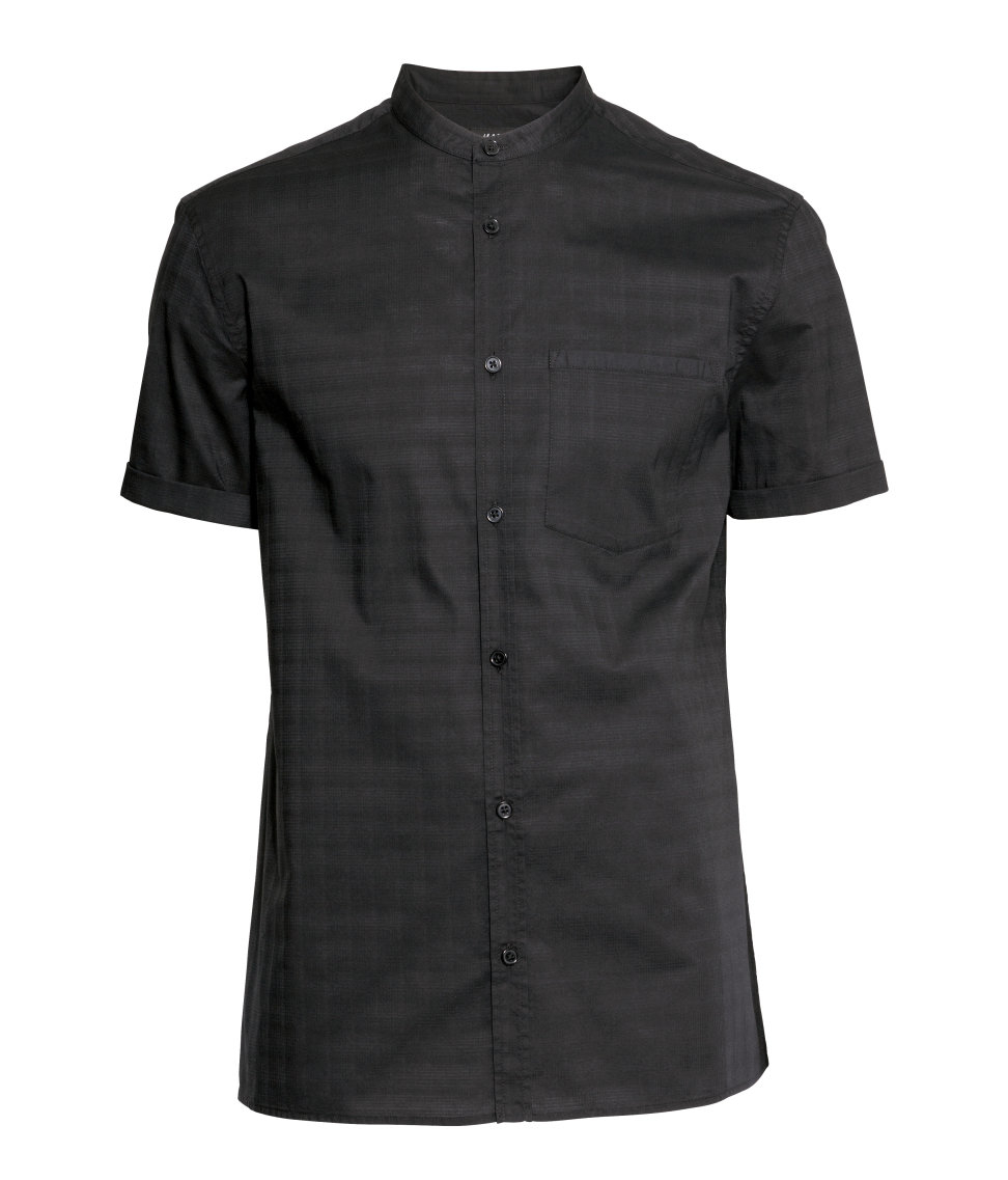 Black shirt no collar Clearance