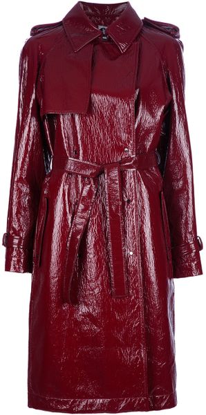 Lanvin Shiny Finish Trench Coat in Red | Lyst