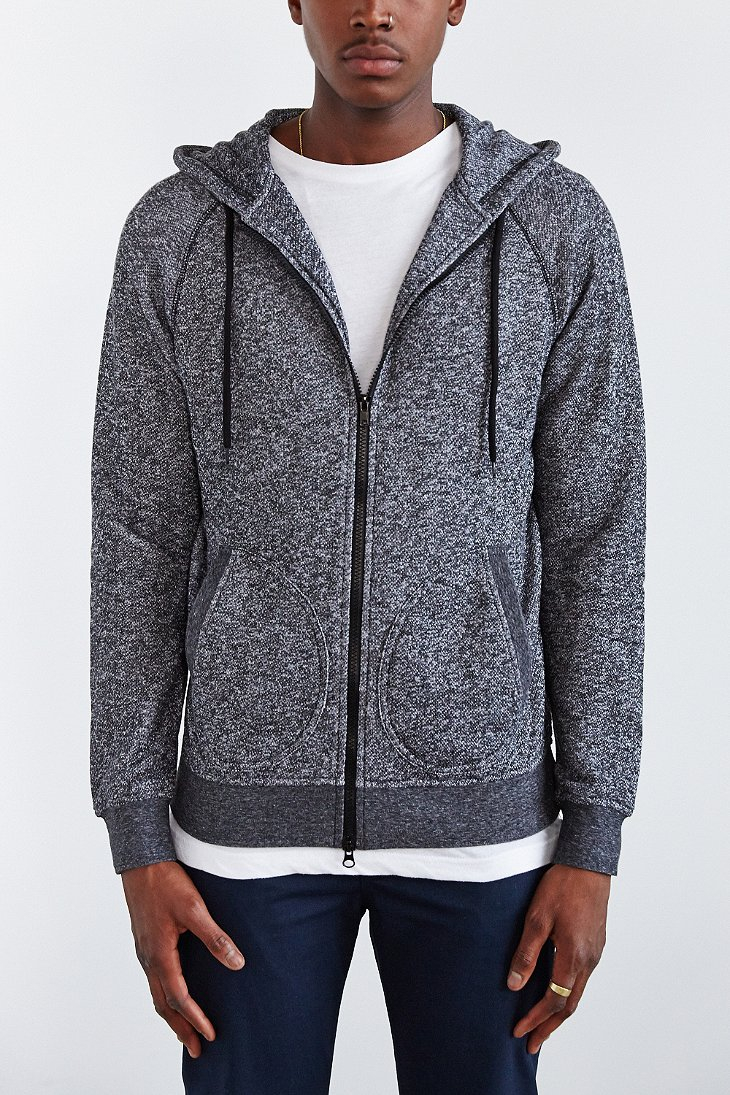 BDG Cotton Marled Zip Hoodie Sweatshirt in Charcoal (Gray) for Men | Lyst