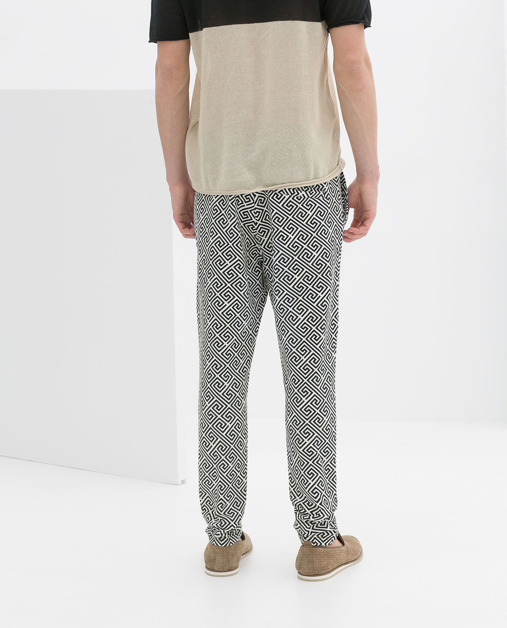 Zara Geometric Print Trousers in Blue for Men | Lyst