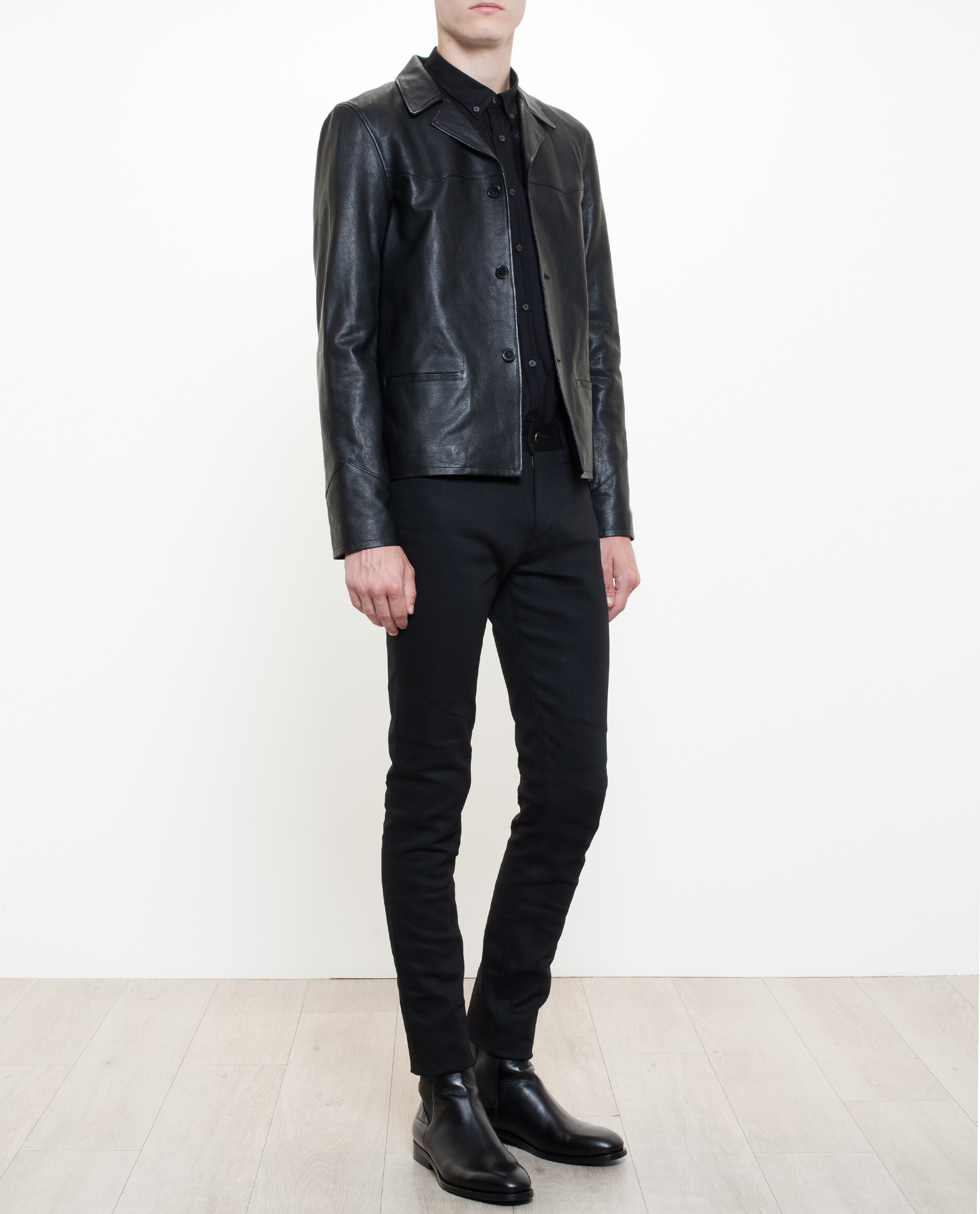 button up leather jacket