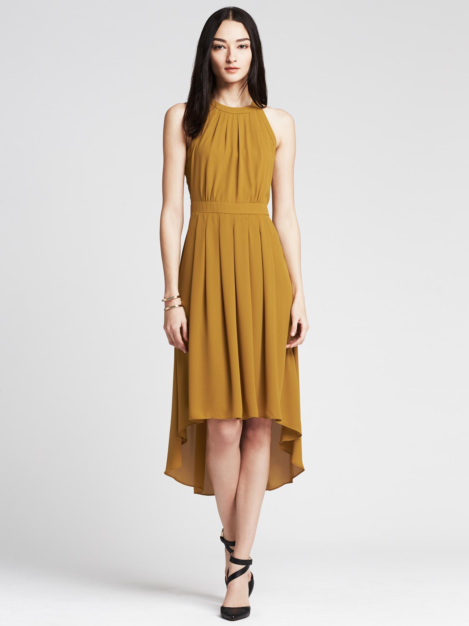 Banana republic Heritage Crepe HighLow Patio Dress in Yellow (Spicy