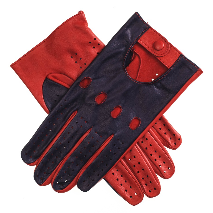 Lyst Black.Co.Uk Navy And Red Italian Leather Driving Gloves in Blue