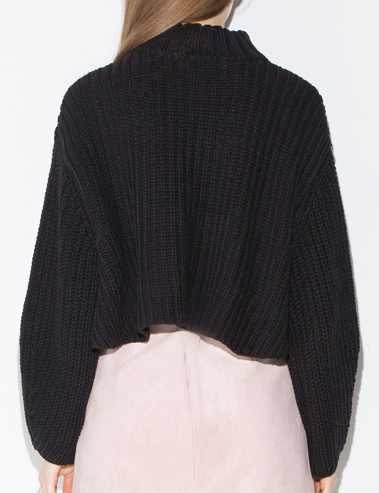 black cropped mock neck