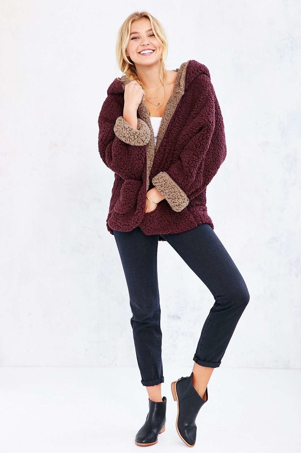 ecote fuzzy reversible jacket