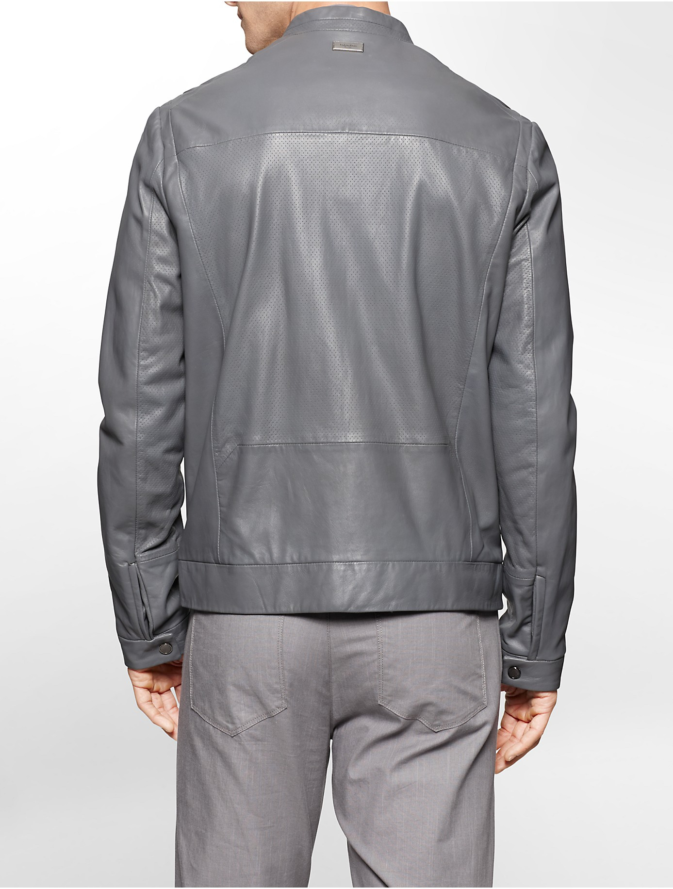 calvin klein white leather jacket