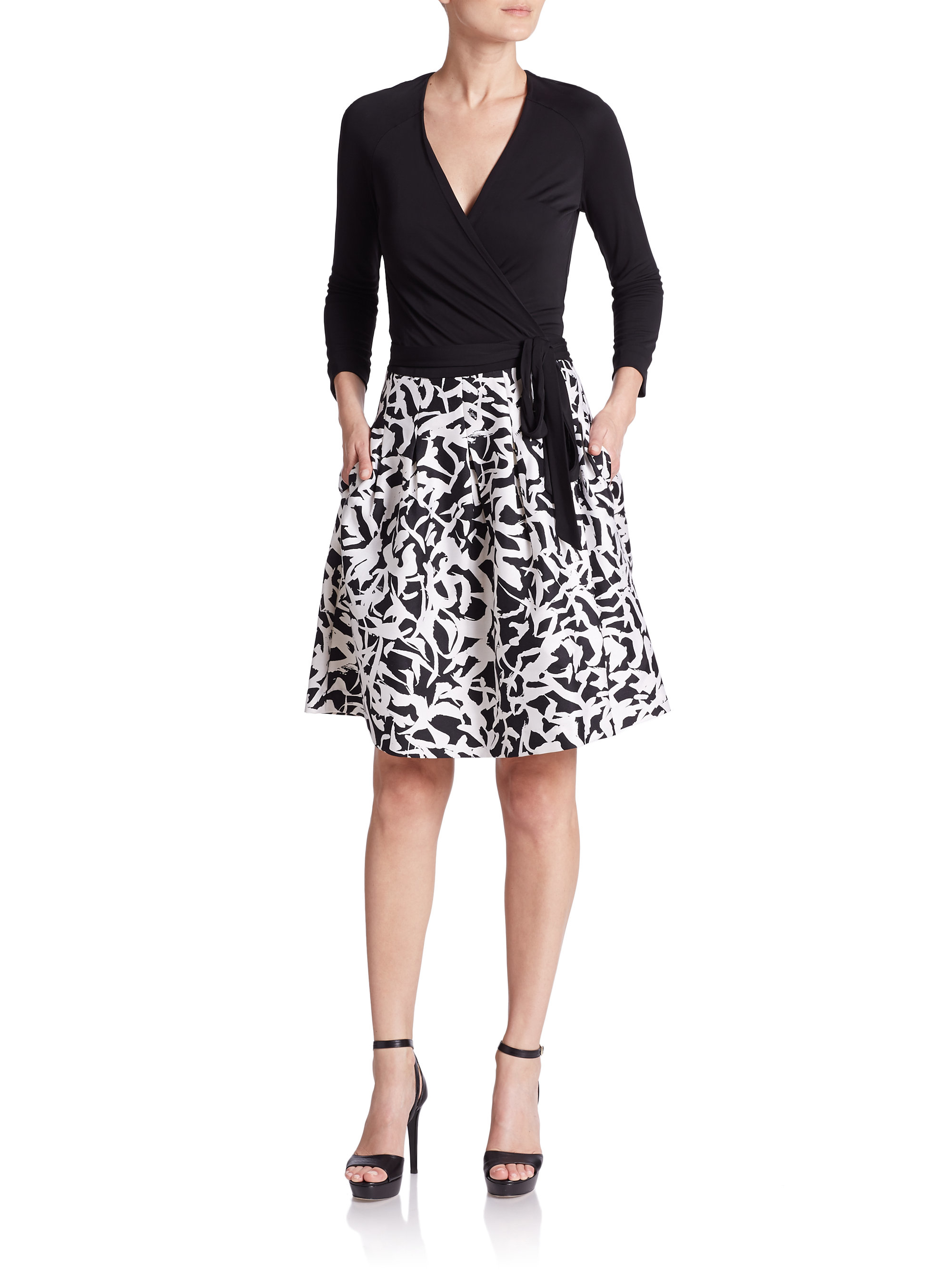Diane von Furstenberg Jewel Wool & Silk Wrap Dress in Black | Lyst