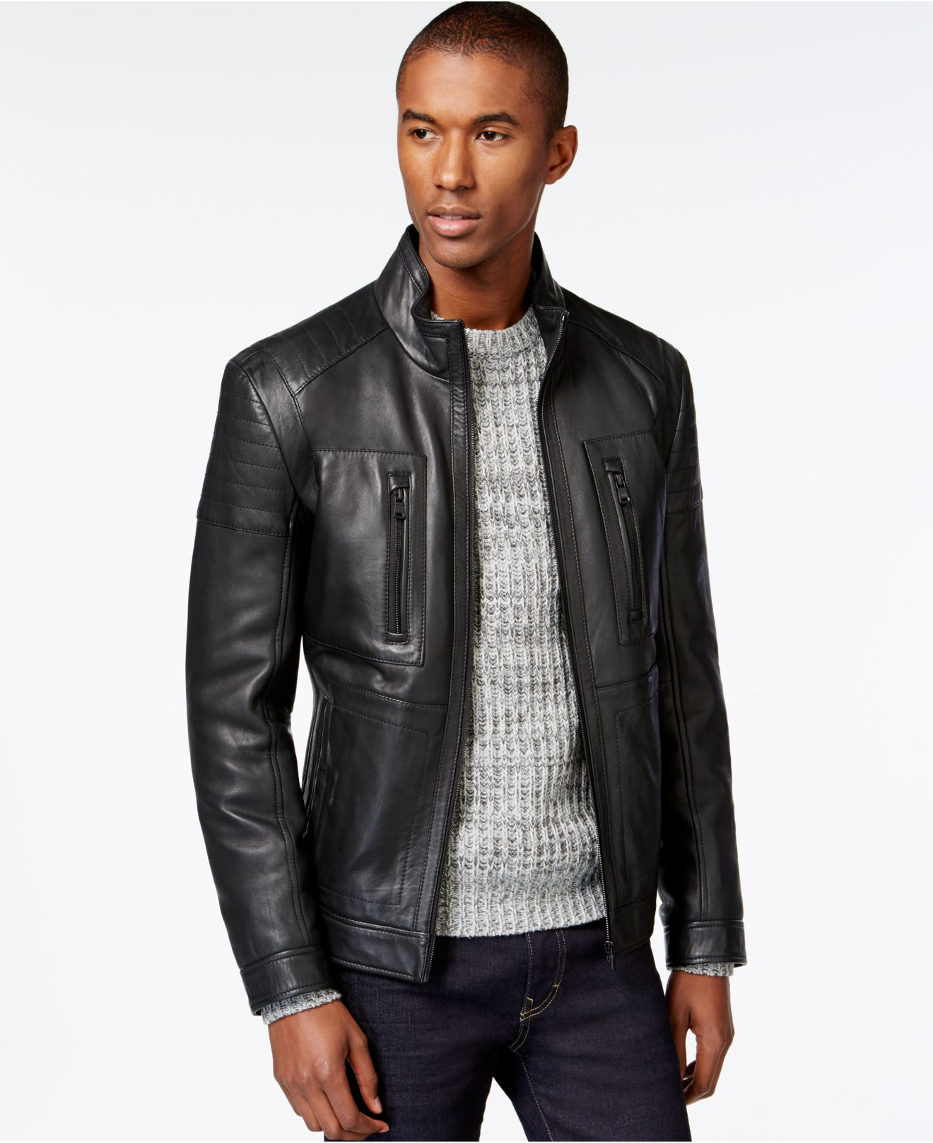 BOSS by HUGO BOSS Boss Gentin Leather Jacket in Black for Men | Lyst