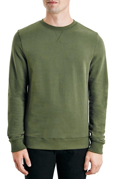 olive crew neck sweatshirt