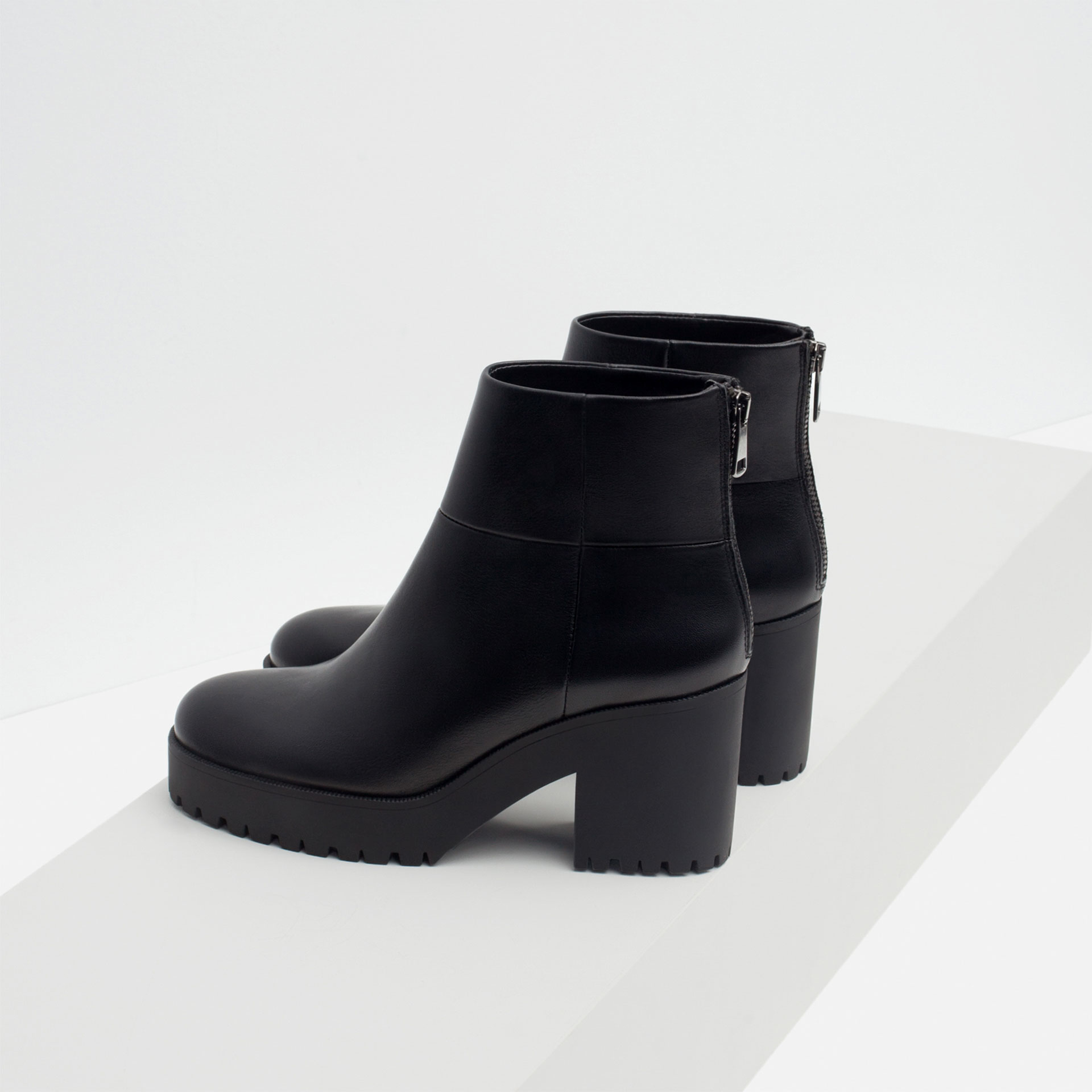 New High Heel Leather Ankle Boot With Track Sole Zara