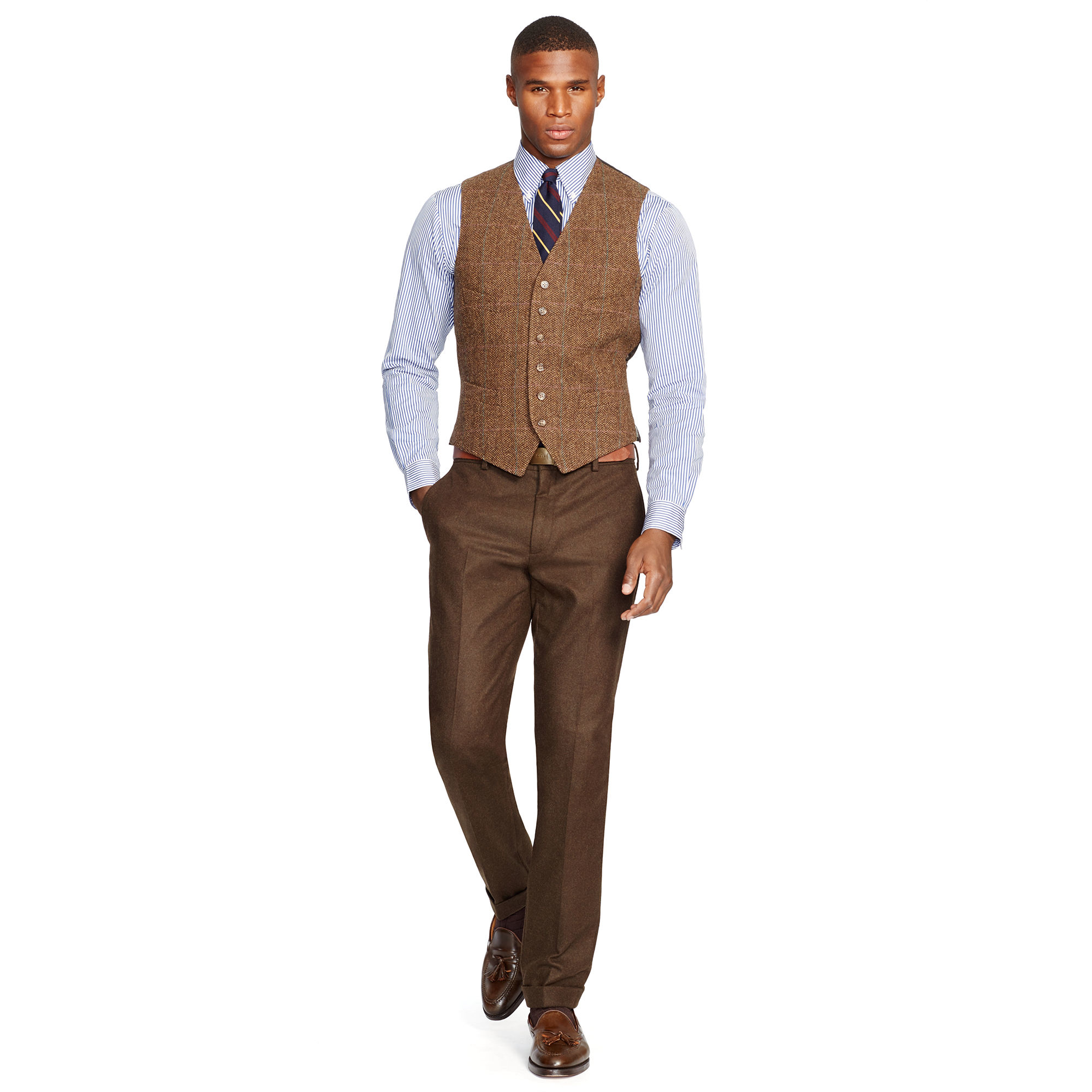 Polo Ralph Lauren Plaid Wool Vest in Brown for Men - Lyst