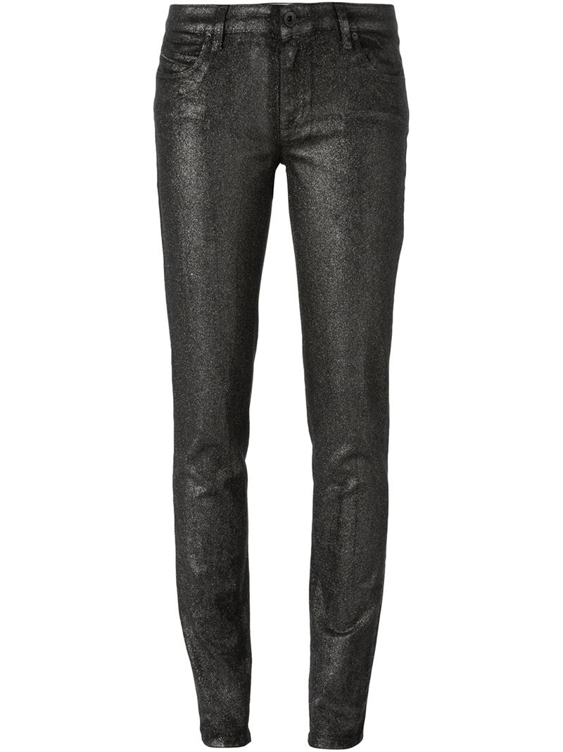 Black Glitter Coated Slim Jeans in | Lyst