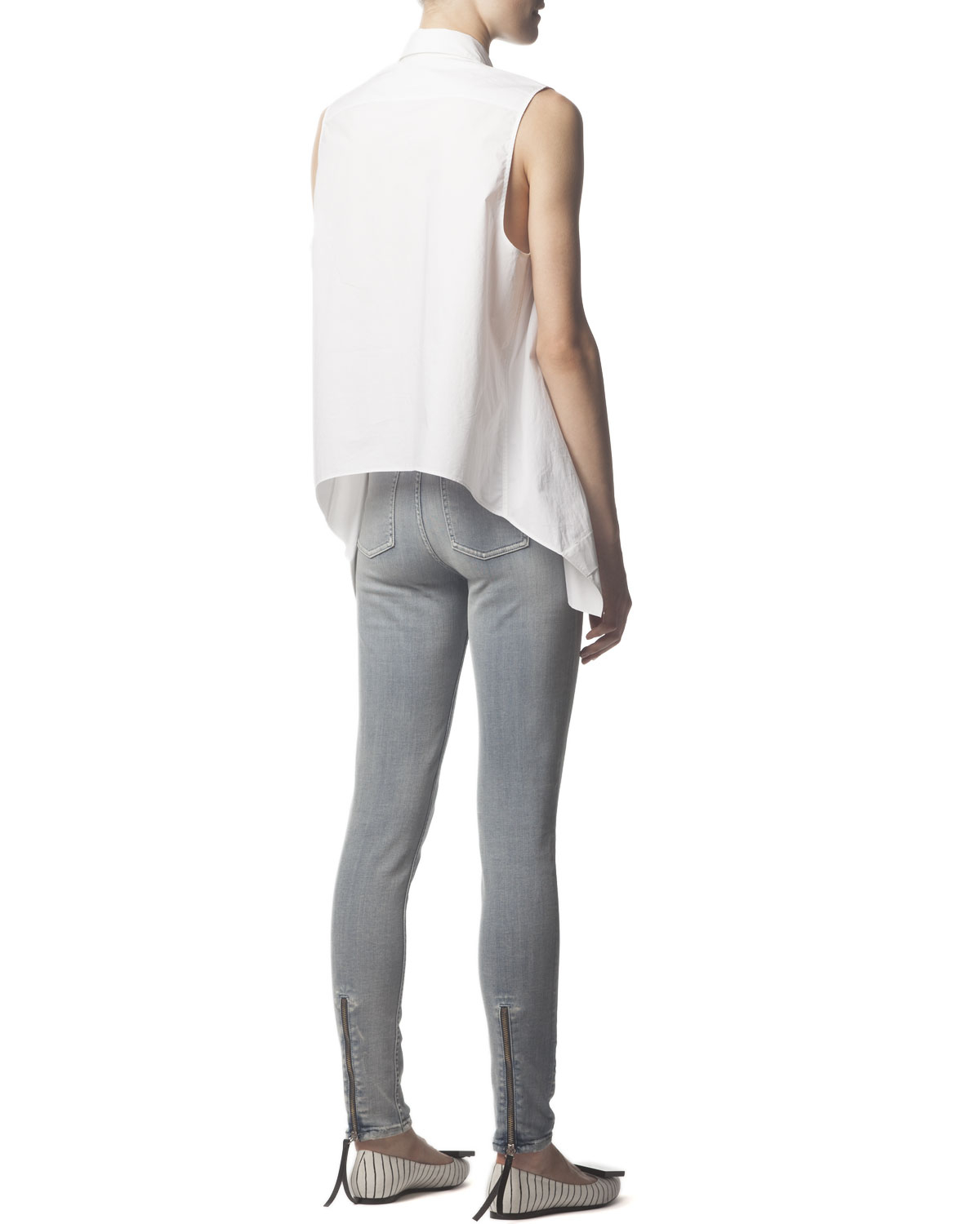 Lyst Acne Studios Skinny Jeans With Back Ankle Zip in Gray