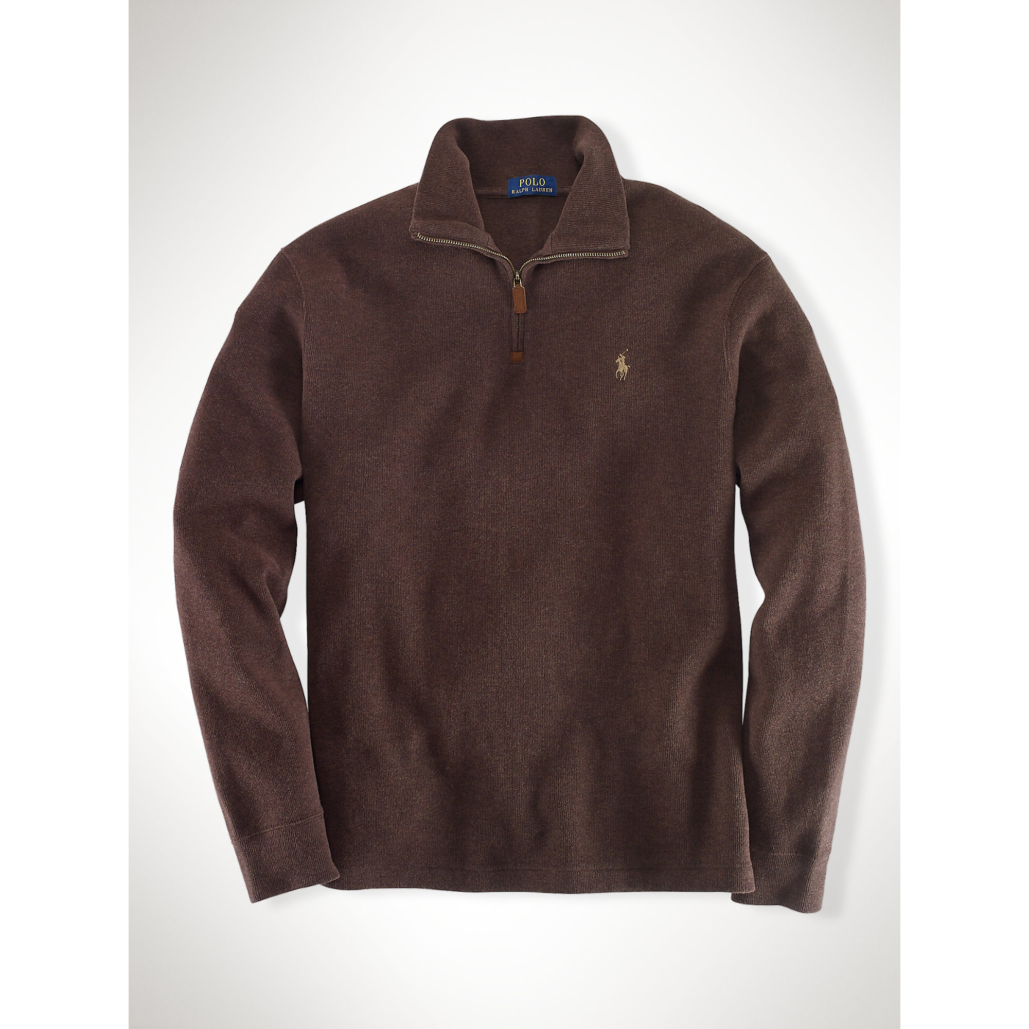 Polo Ralph Lauren French-Rib Half-Zip Pullover in Brown for Men | Lyst