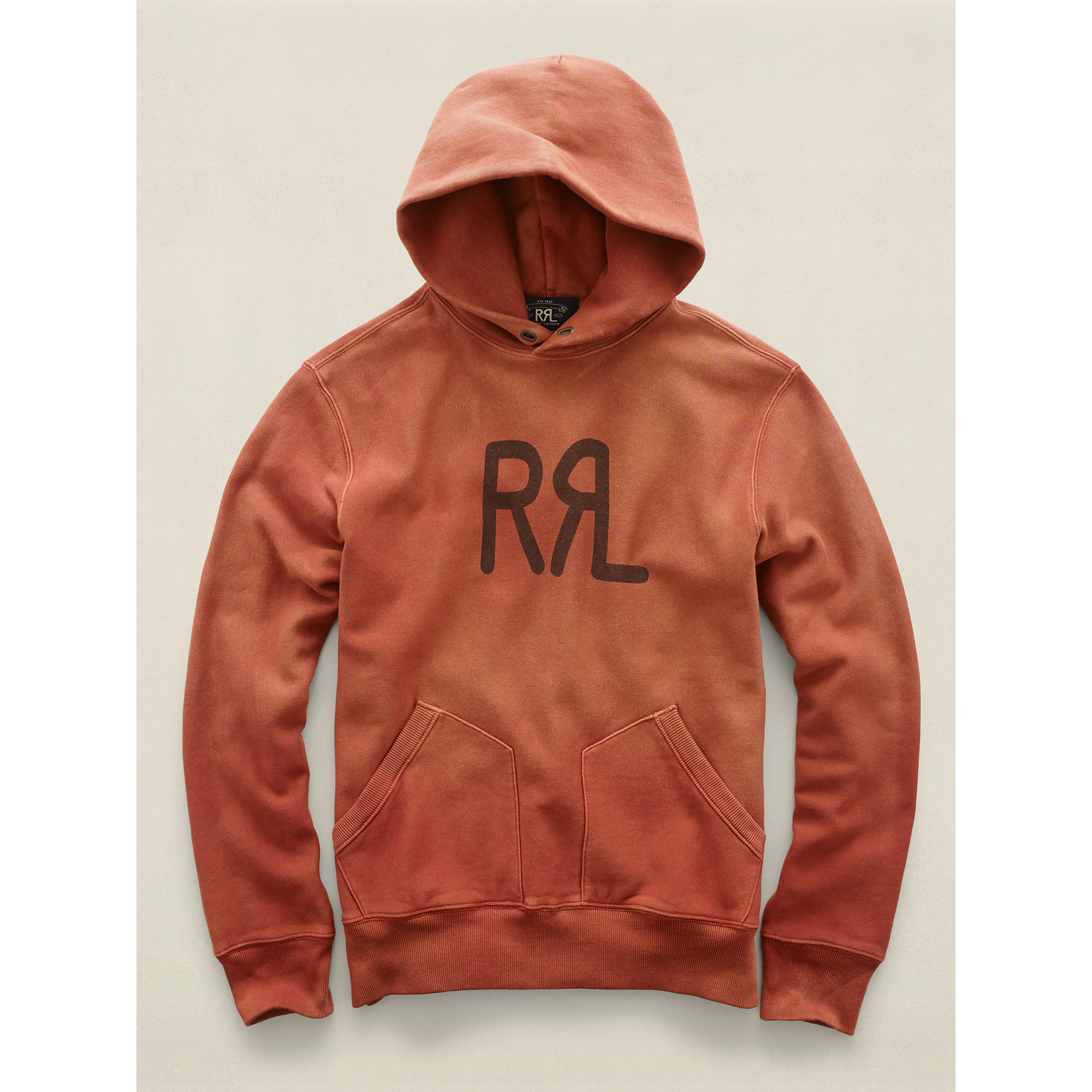 RRL Pullover Logo Fleece Hoodie in Red for Men - Lyst