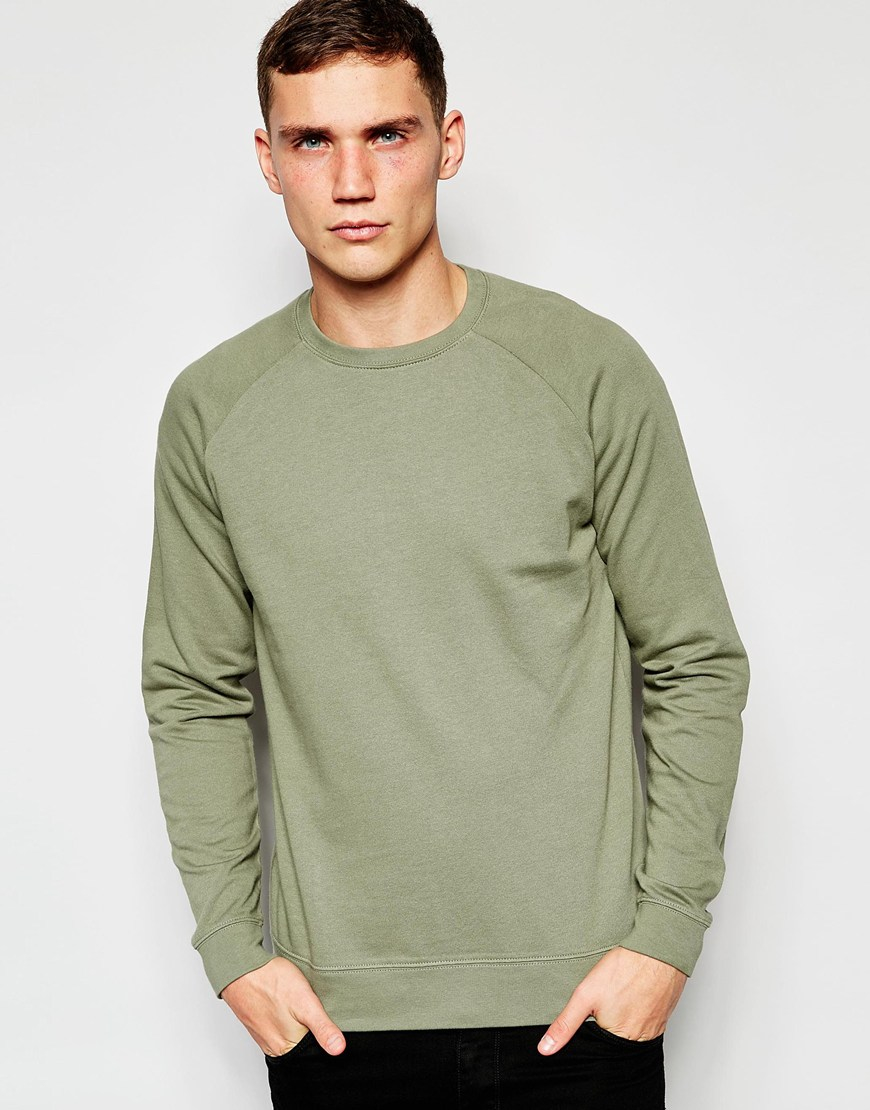 Lyst - Asos Sweatshirt With Raglan Sleeves In Khaki in Green for Men